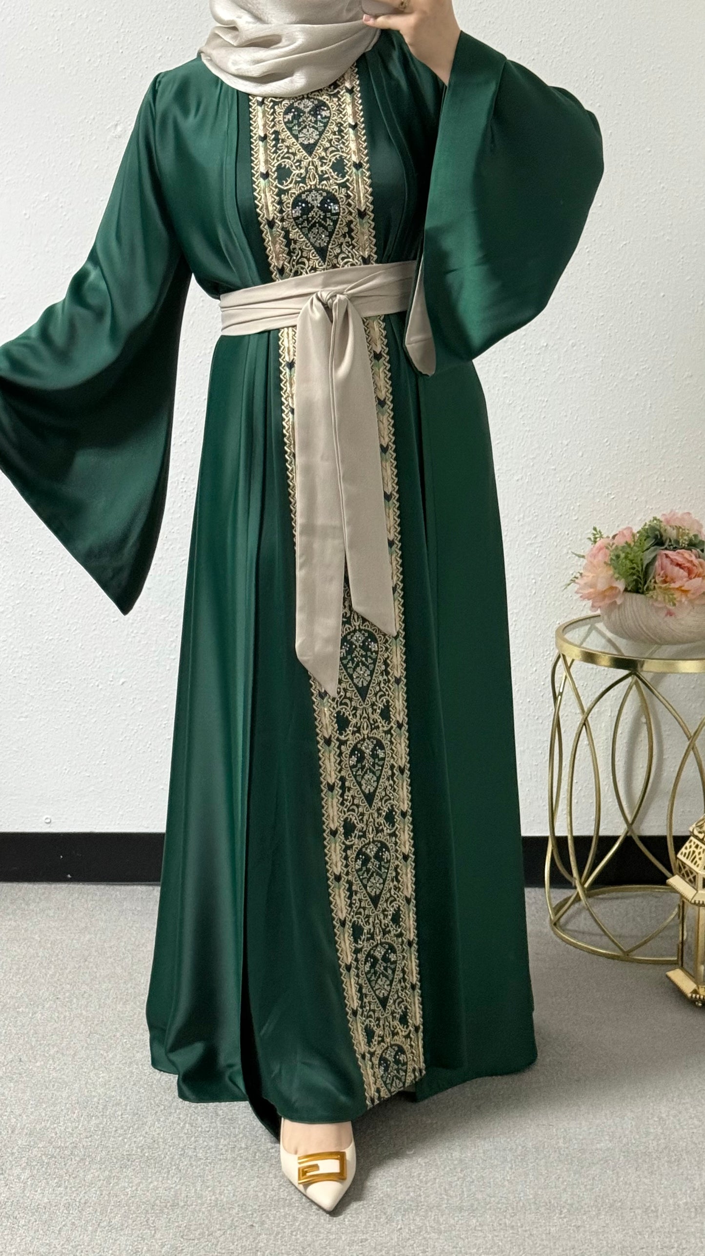 Two piece embroidered abaya