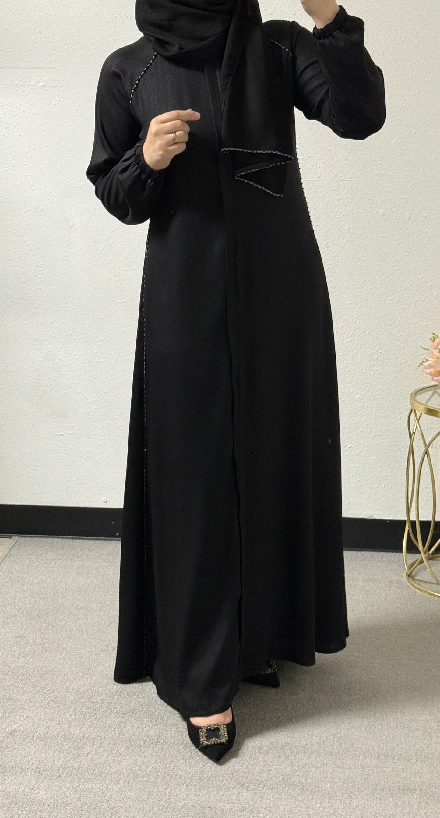 Intricate lace abaya