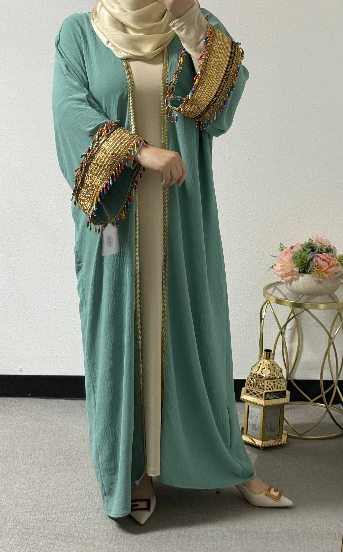 Ramadan colorful tassel abaya