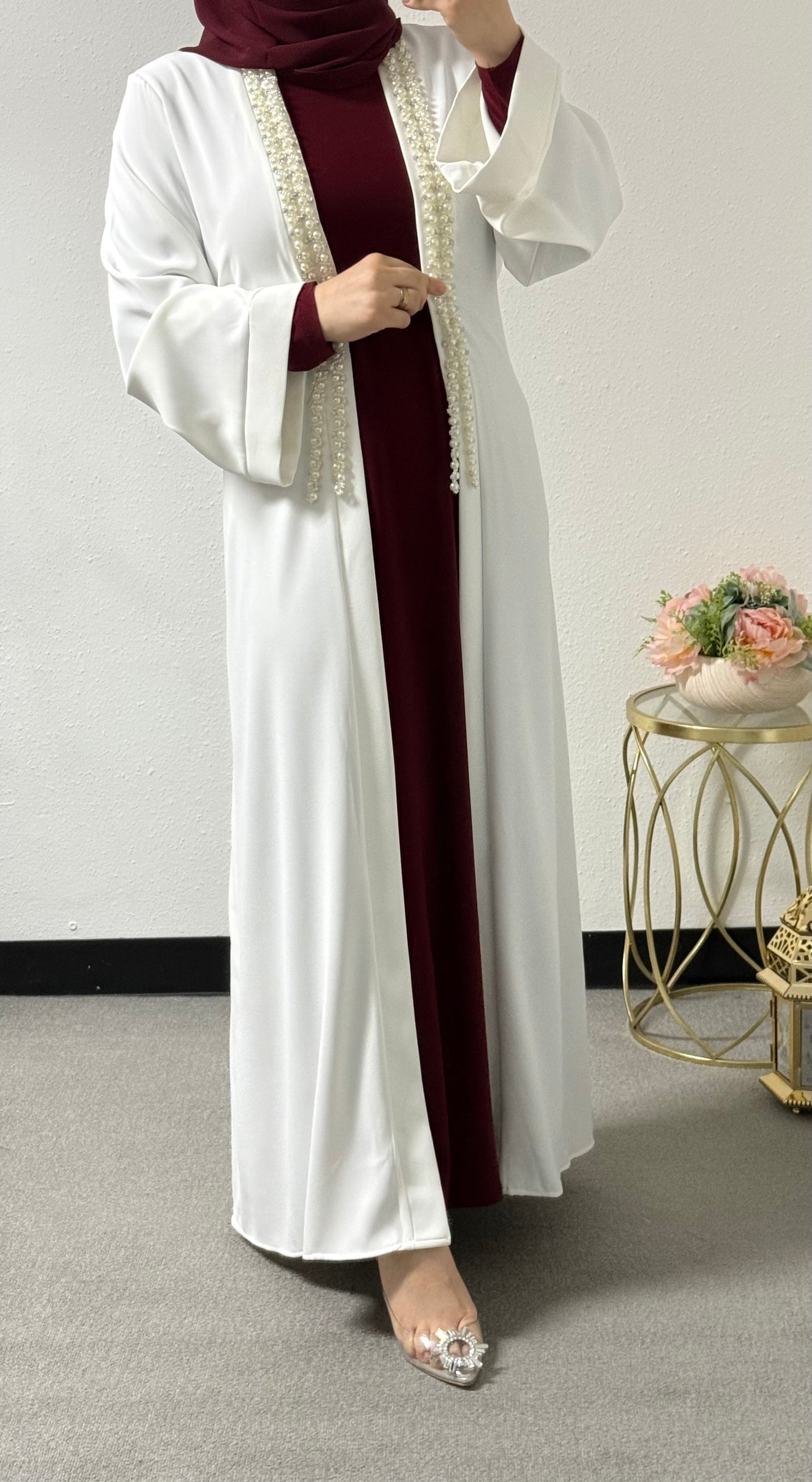 2-piece  pearl adorned abaya