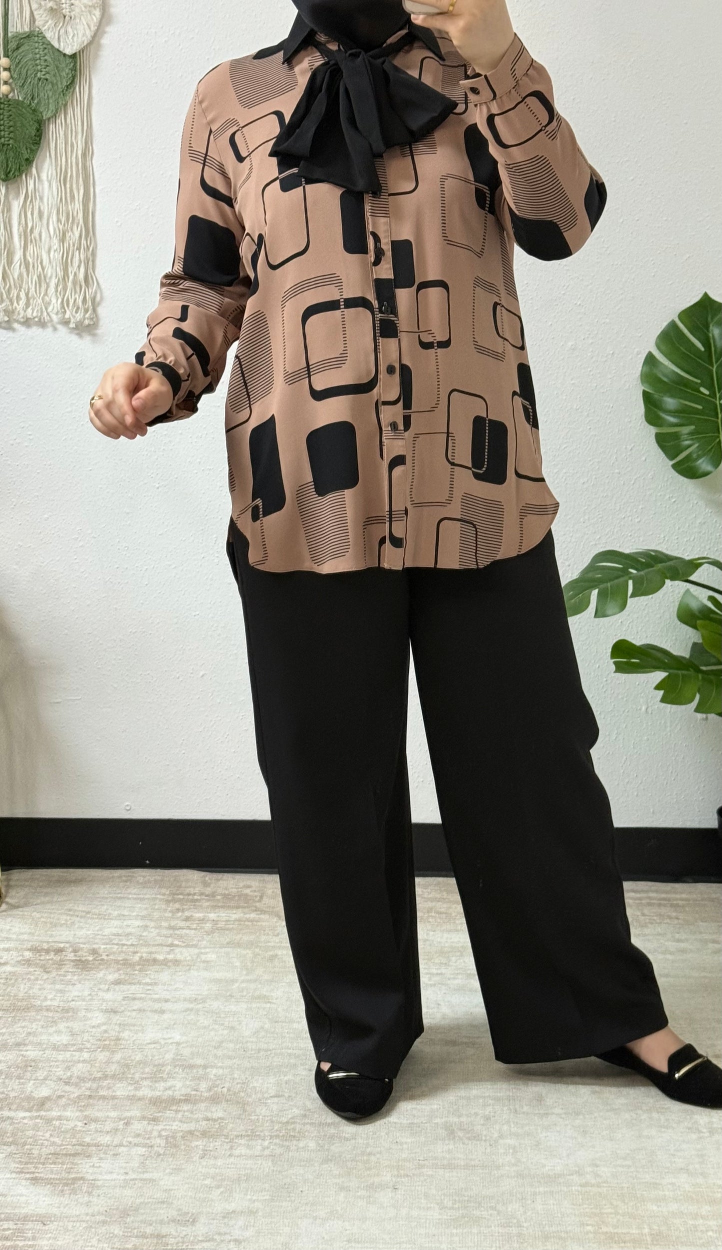 Block Print Bow-tie Shirt