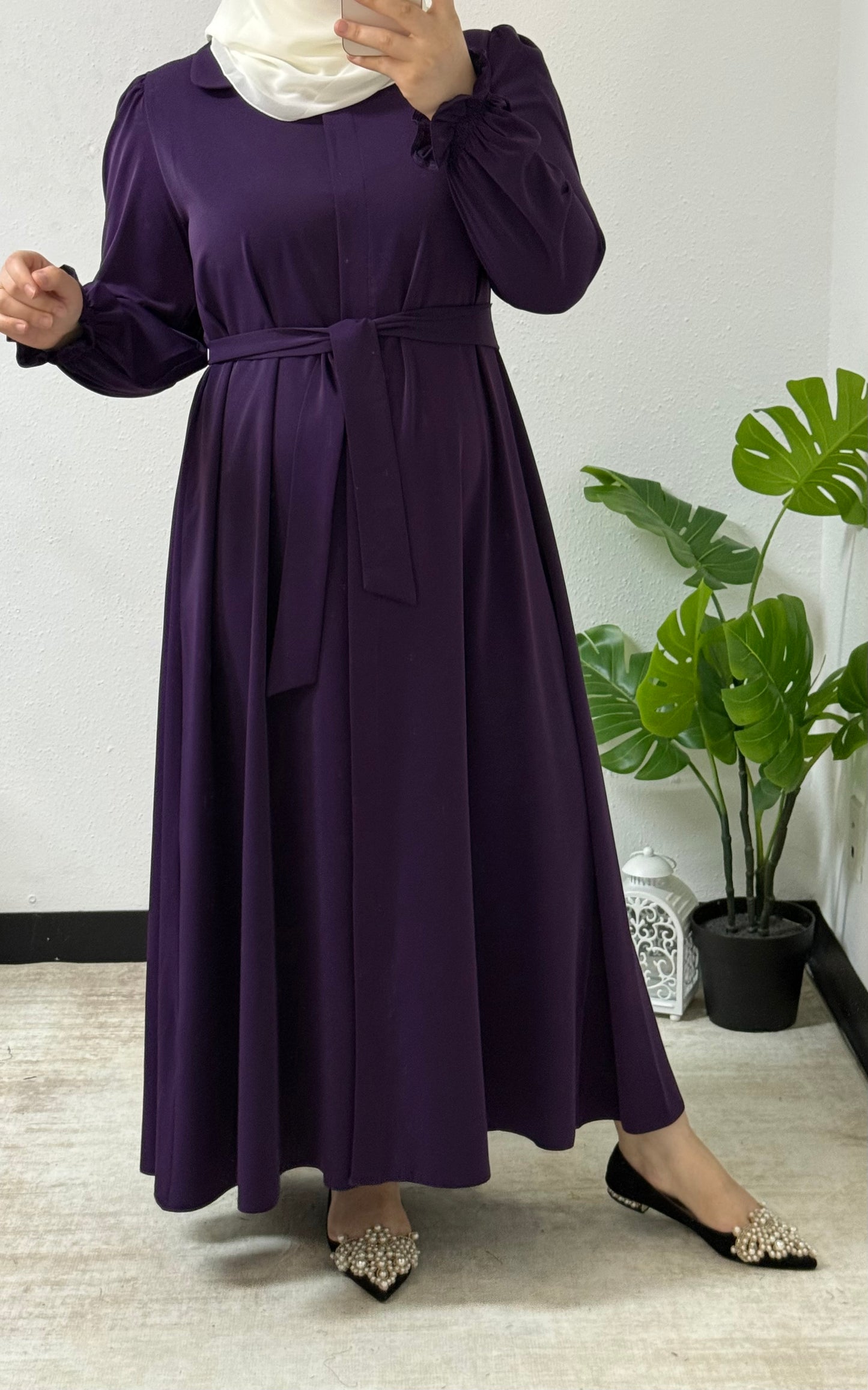 Simple Collar Long Dress