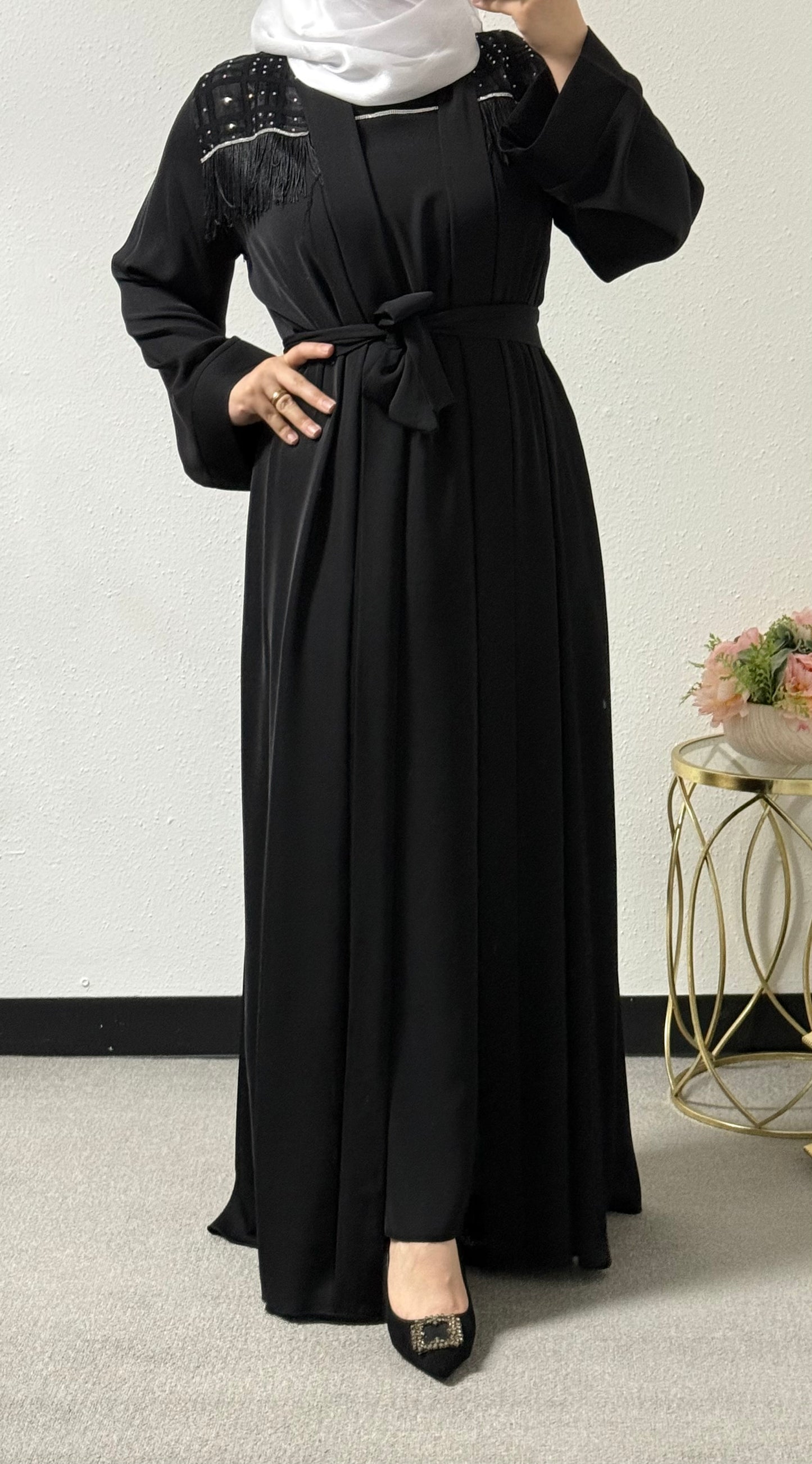 Two-piece beaded abaya set