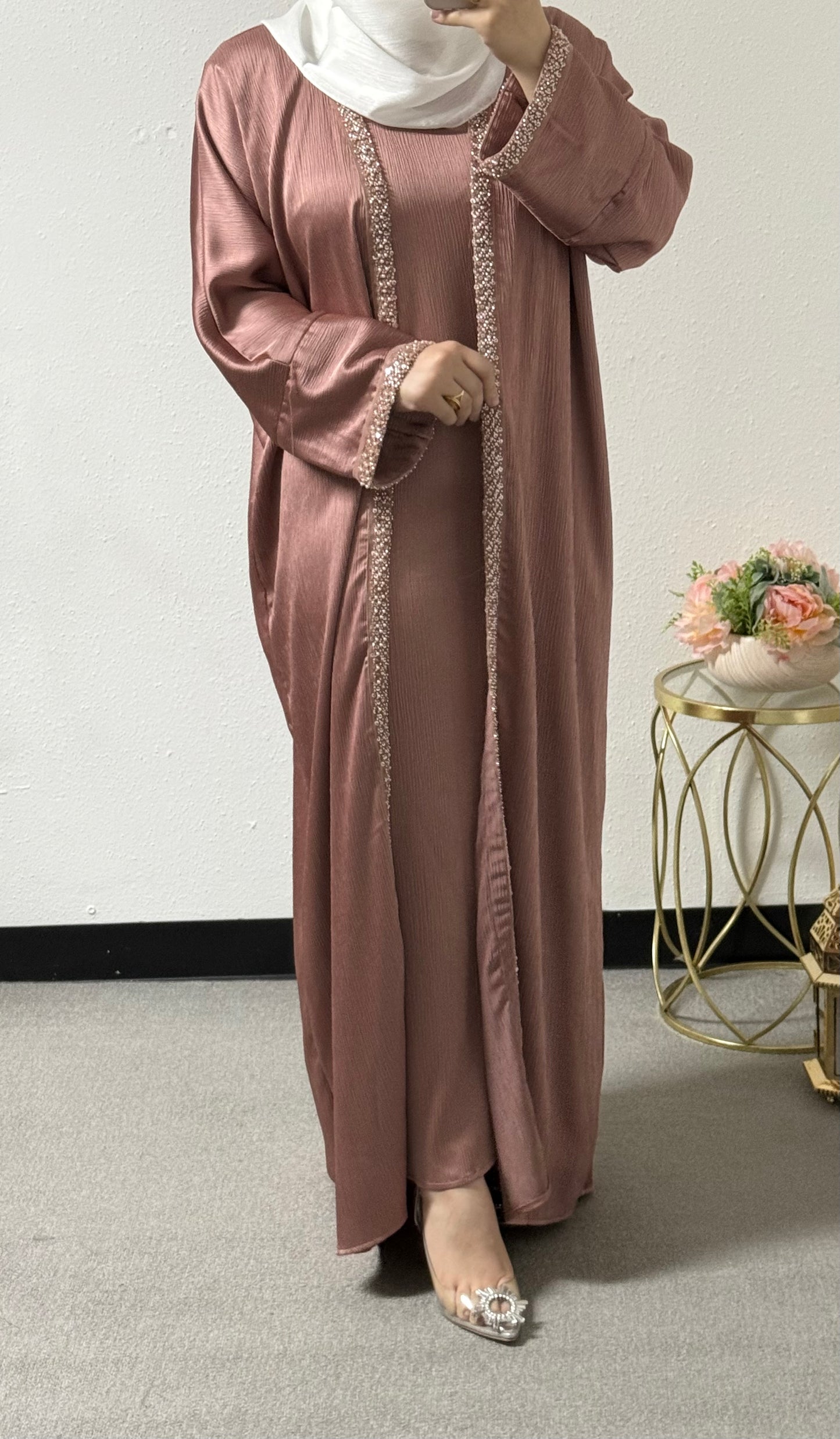 Two piece colored abaya