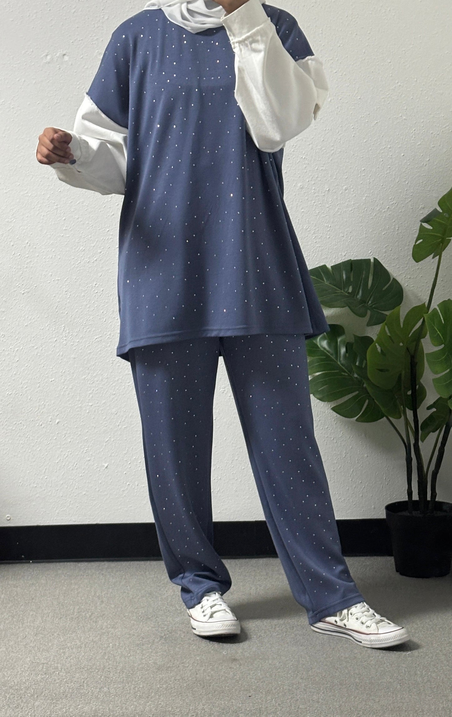 Two-piece cotton tracksuit set