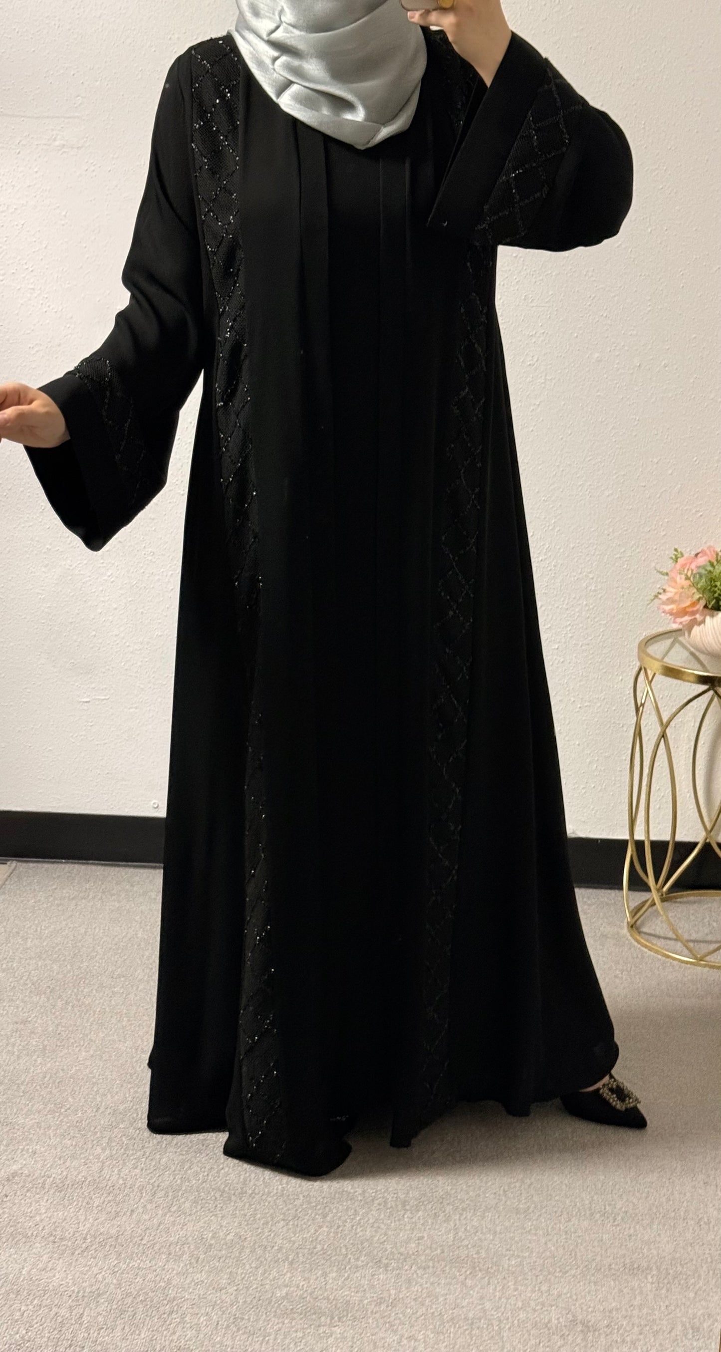 Two-piece intricate abaya