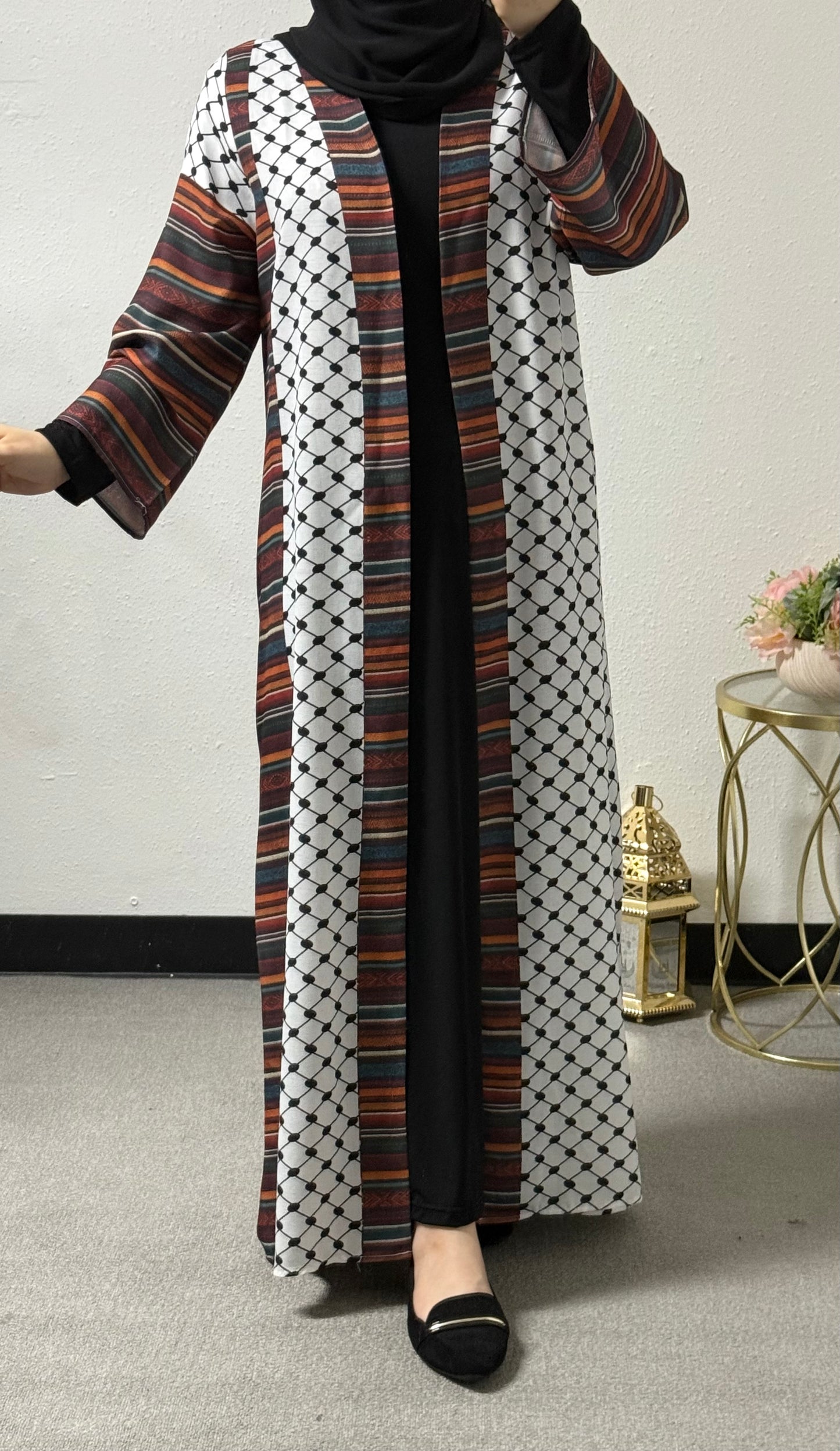 2 pcs printed abaya set