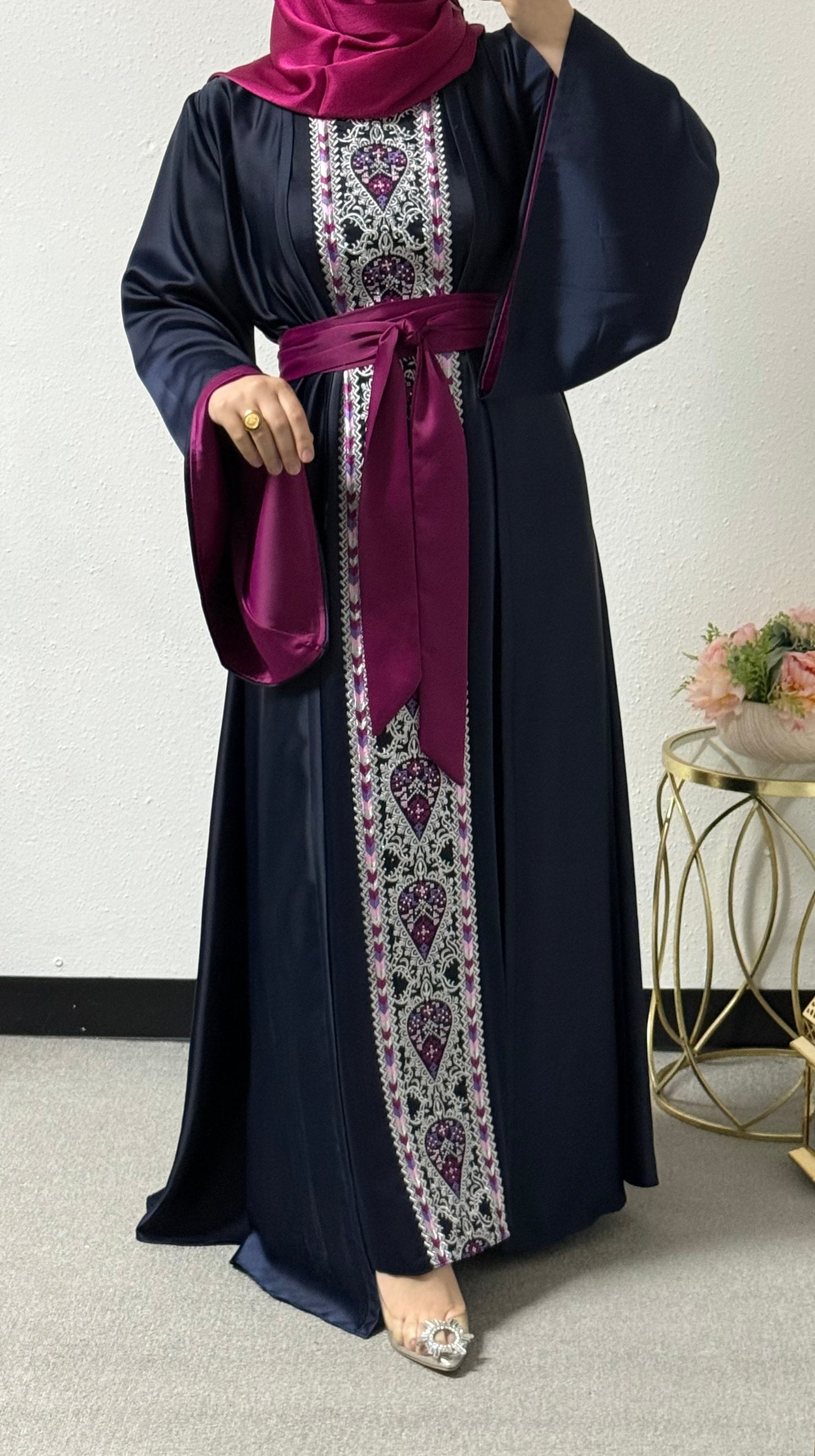 Two piece embroidered abaya