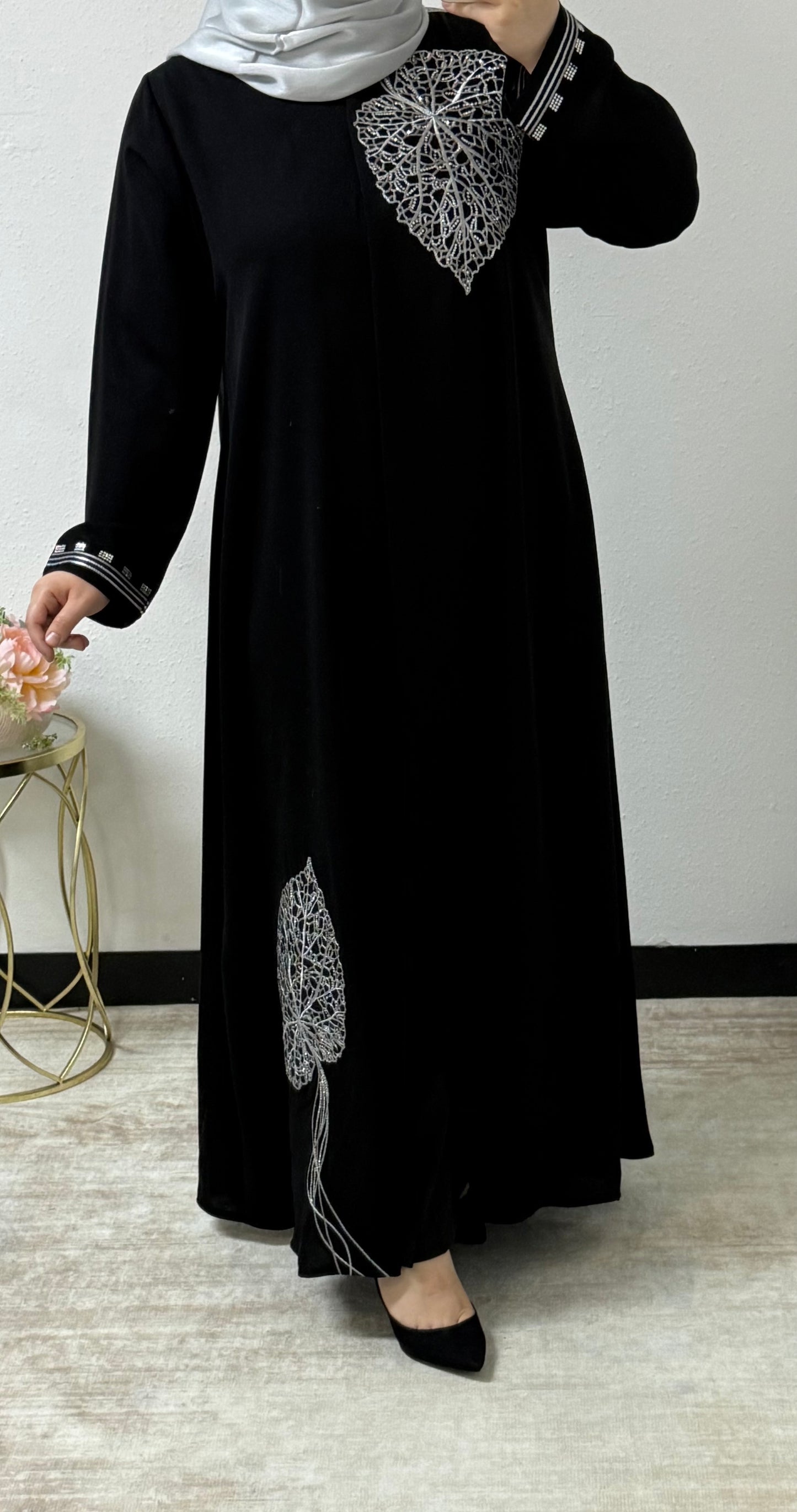 Leaf Embroidered Abaya