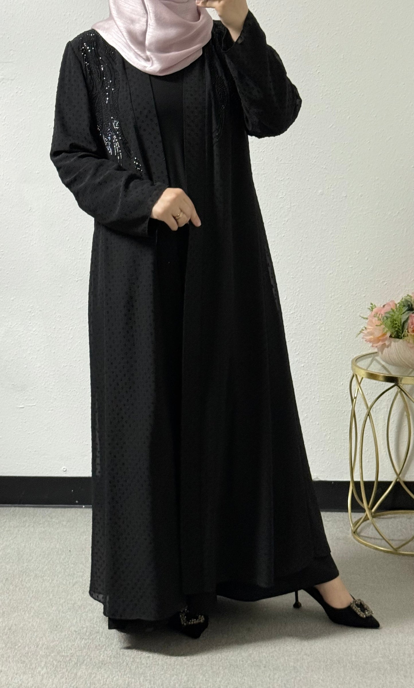 Two-piece black abaya set