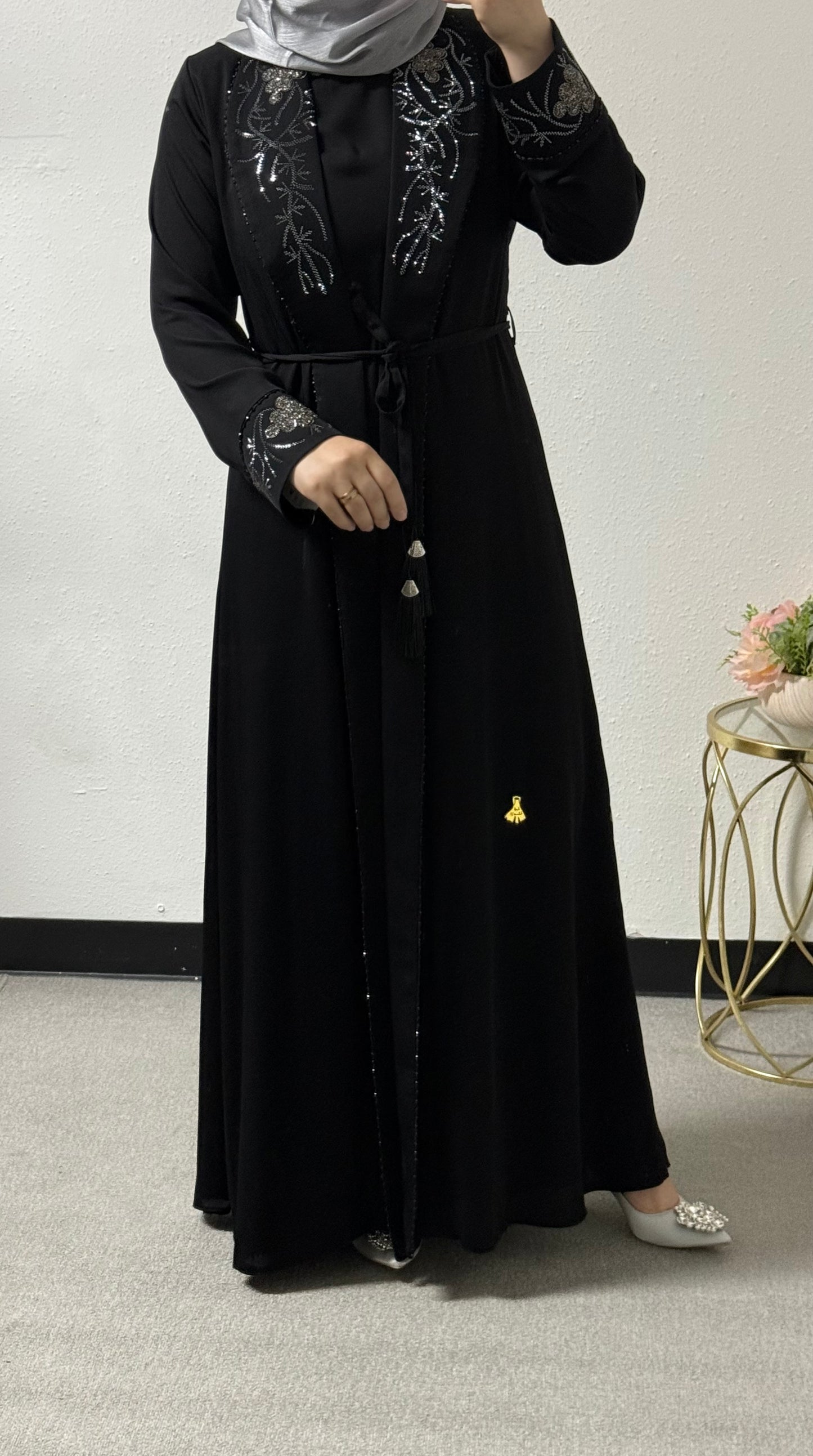 2-piece intricate beads abaya set