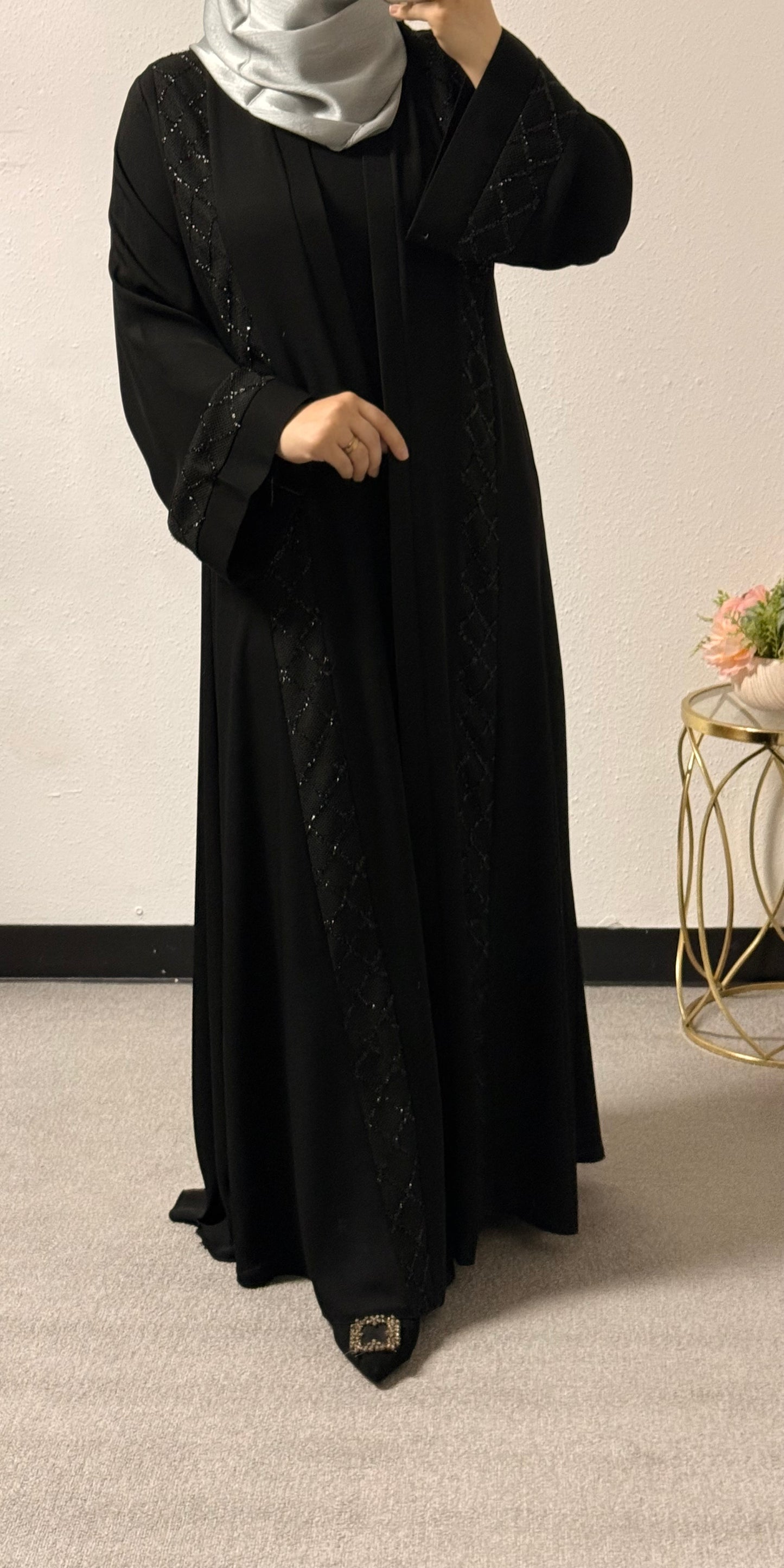 Two-piece intricate abaya