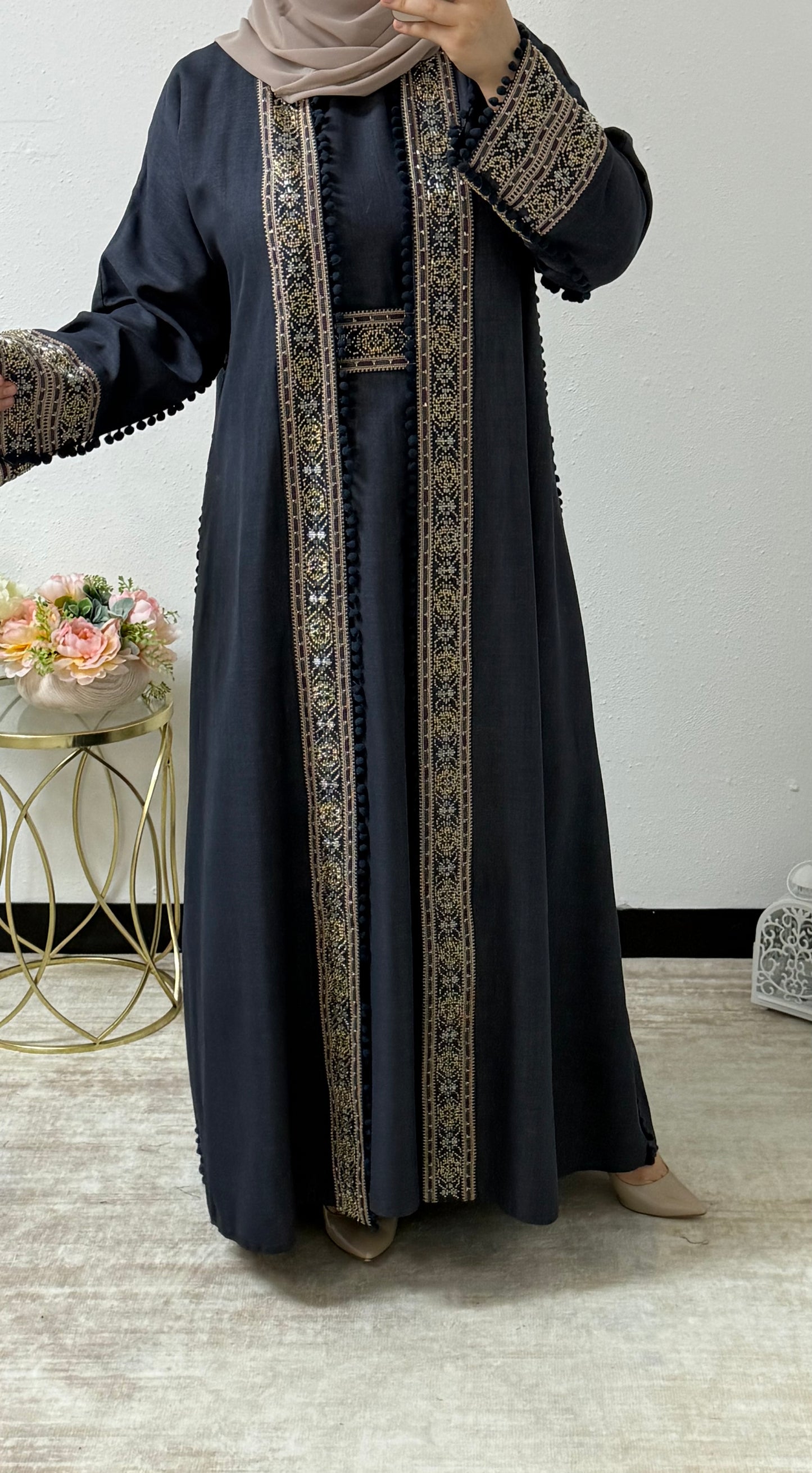 Festive Eid Embroidered Abaya Set