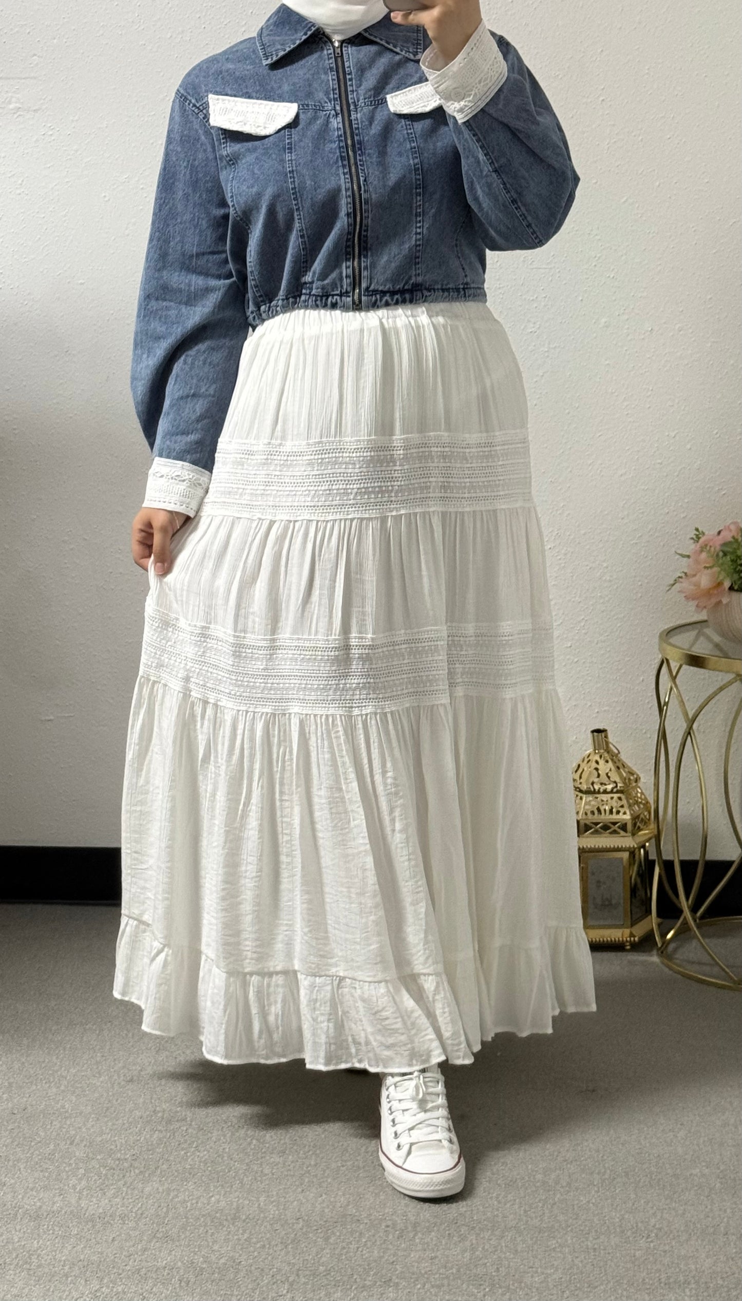 denim skirt set