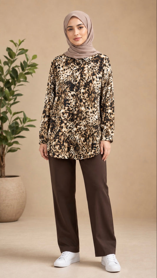 Silk Animal Print Shirt