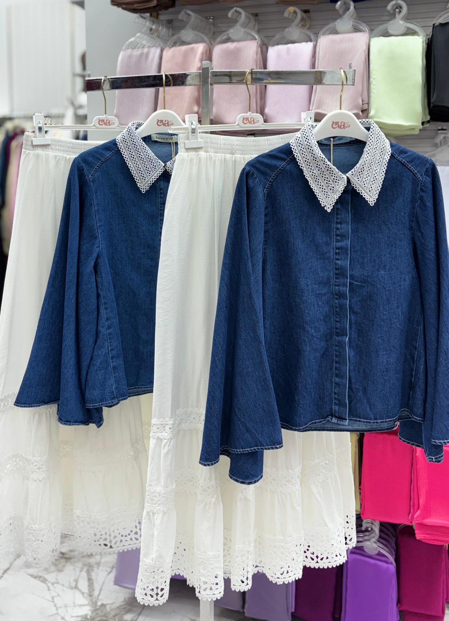 Boho Denim Skirt Set