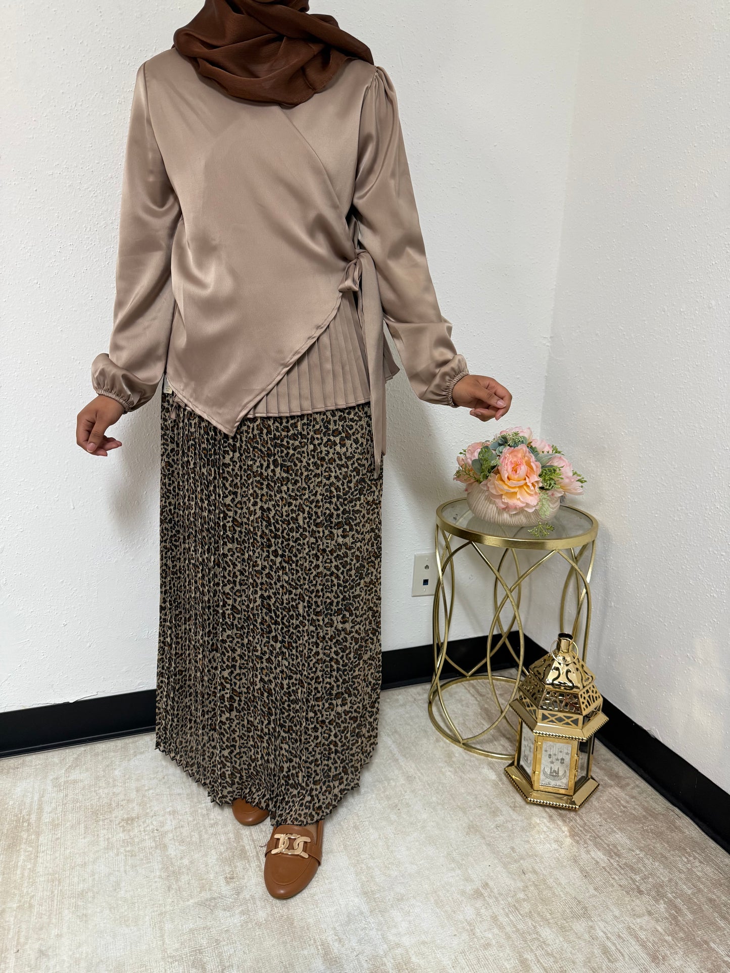 Side Pleated Silk Shirt