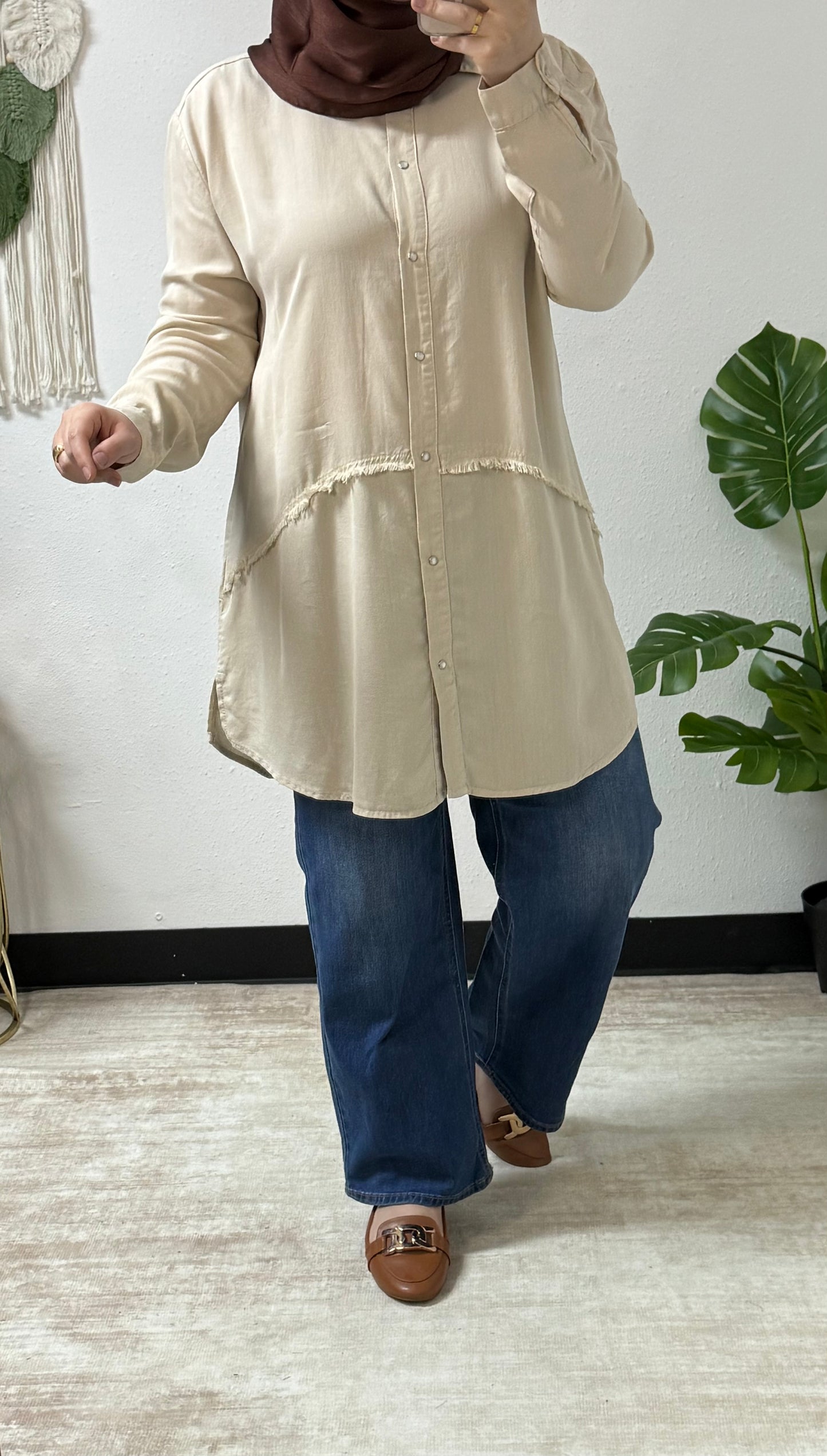 Thread detail plus size shirt