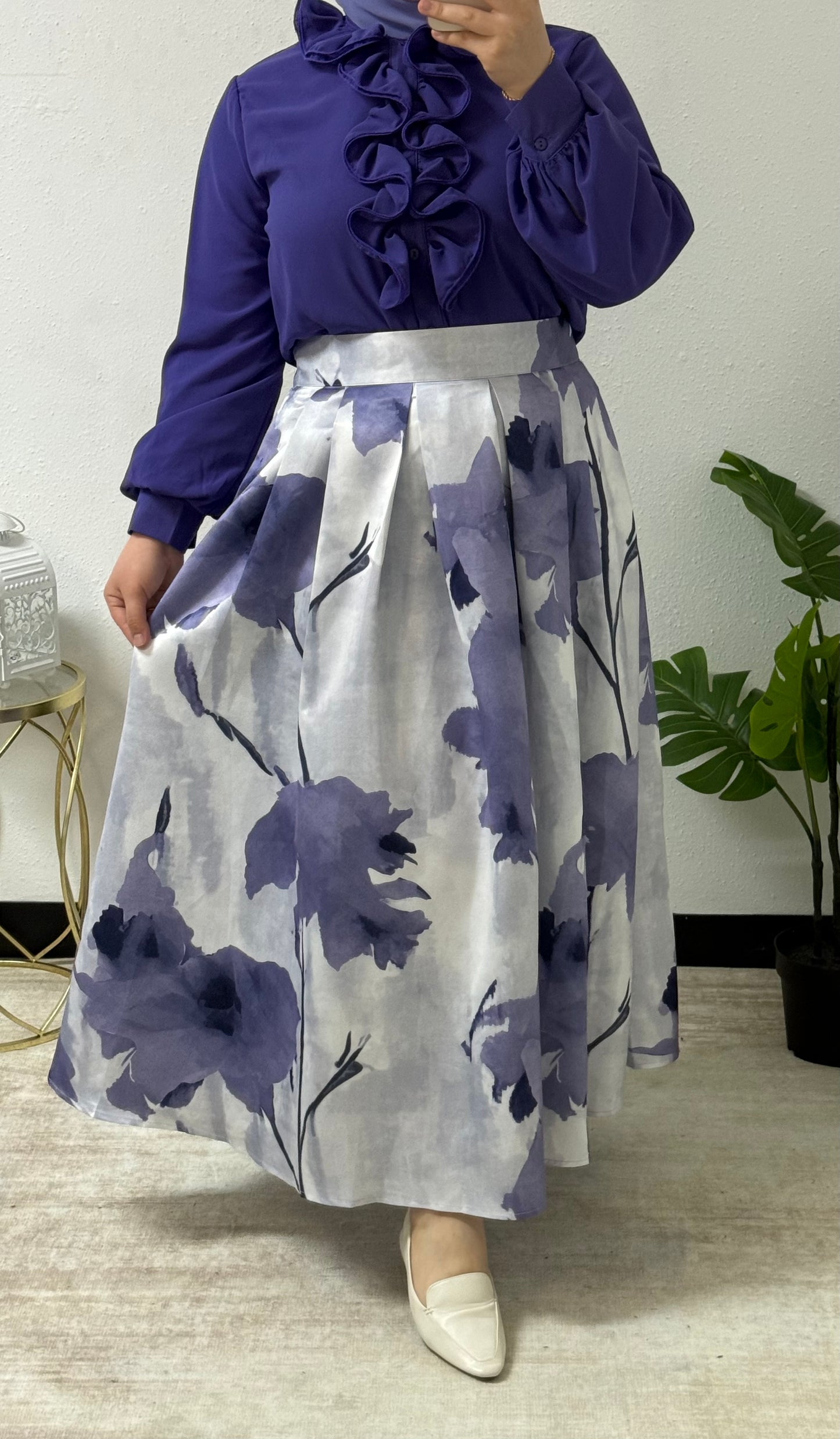 Floral Silk Skirt Set