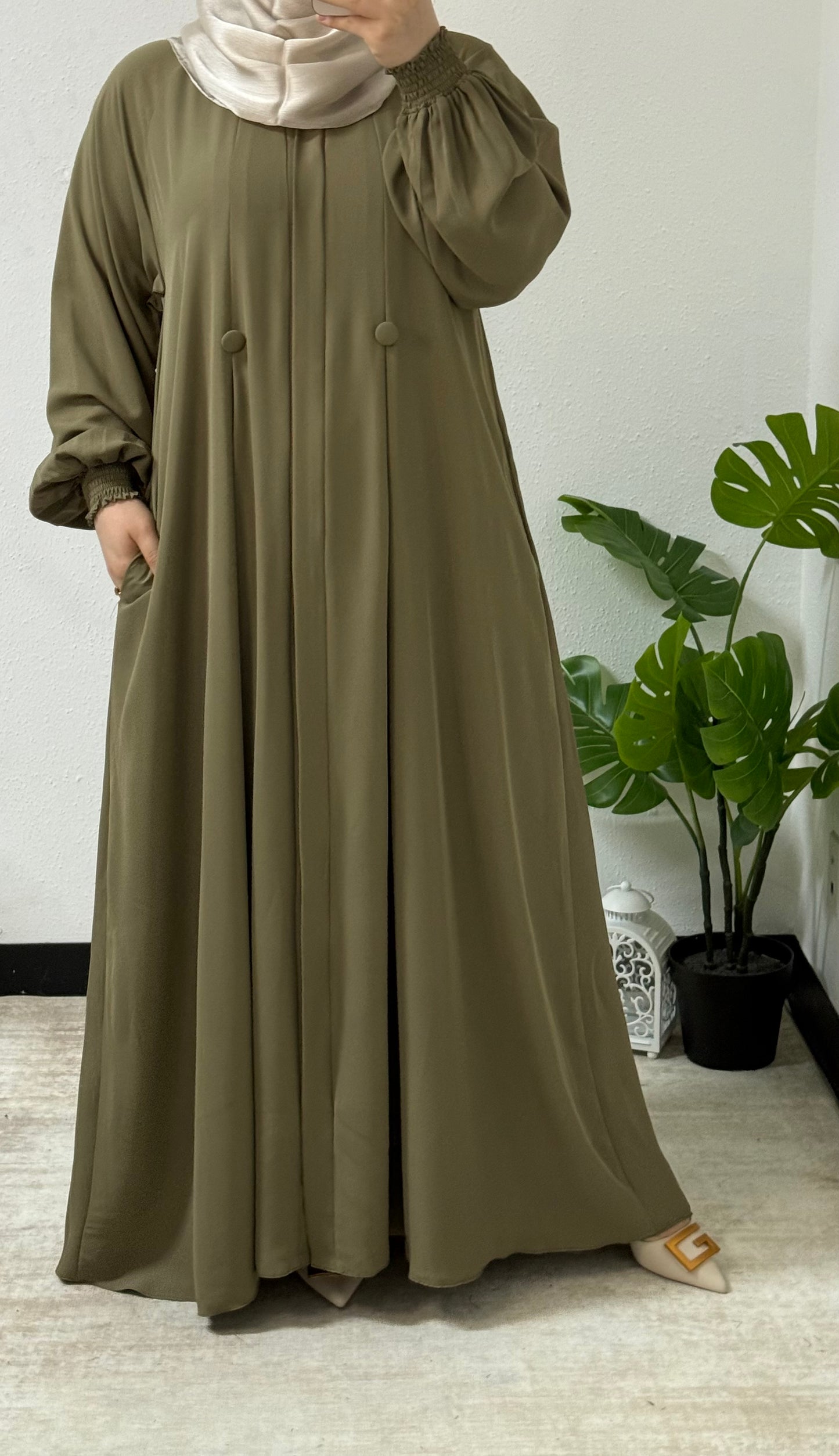 Simple Double Button Abaya
