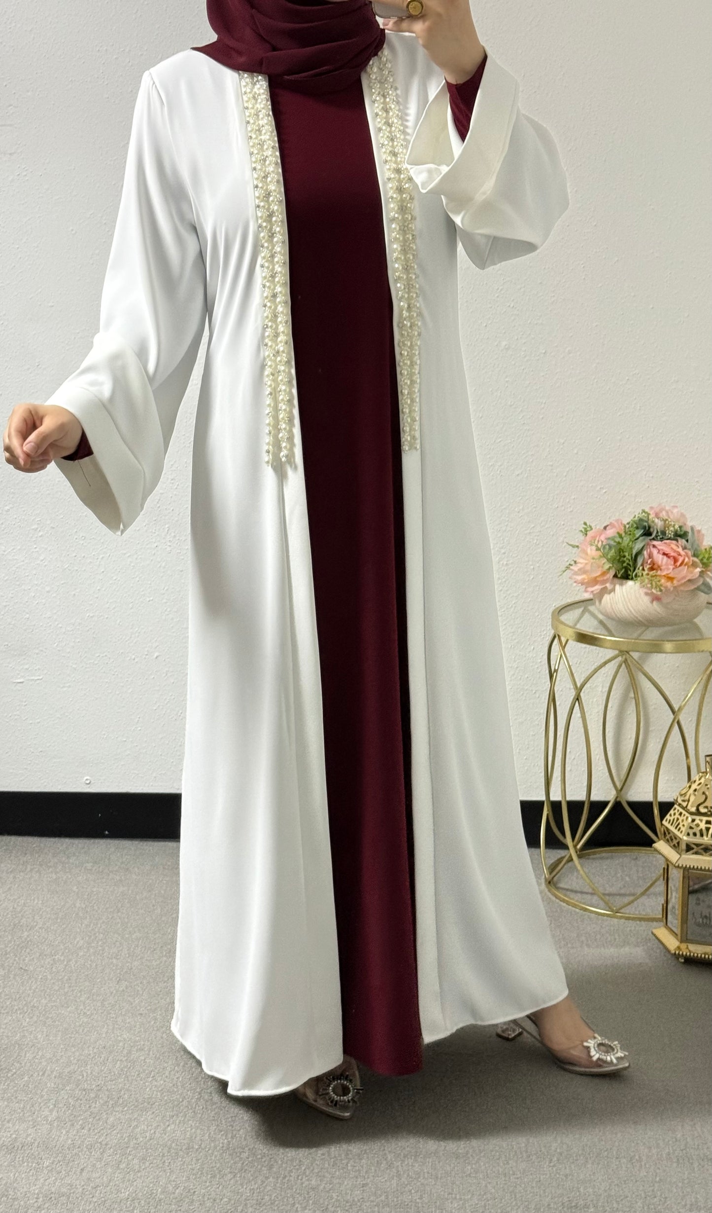 2-piece  pearl adorned abaya