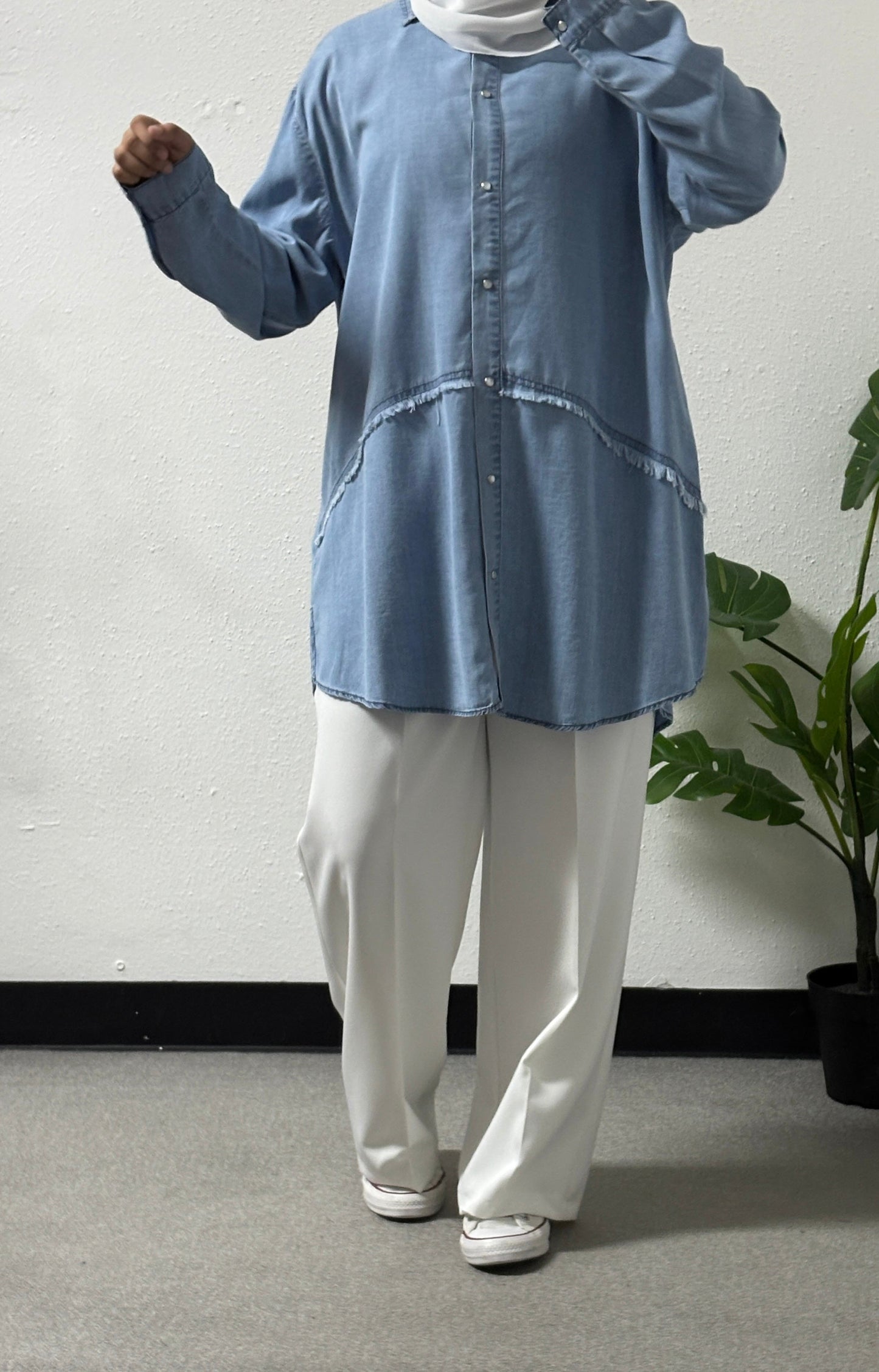 Thread detail plus size shirt