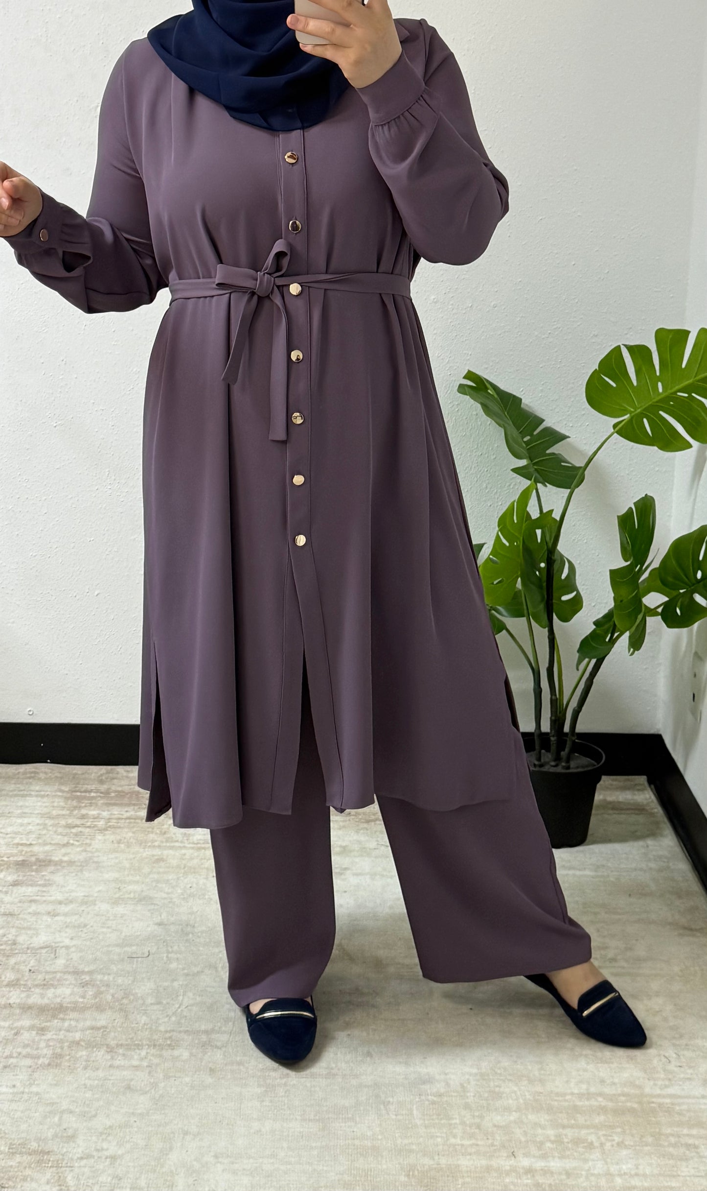 Buttoned Two-Piece Set