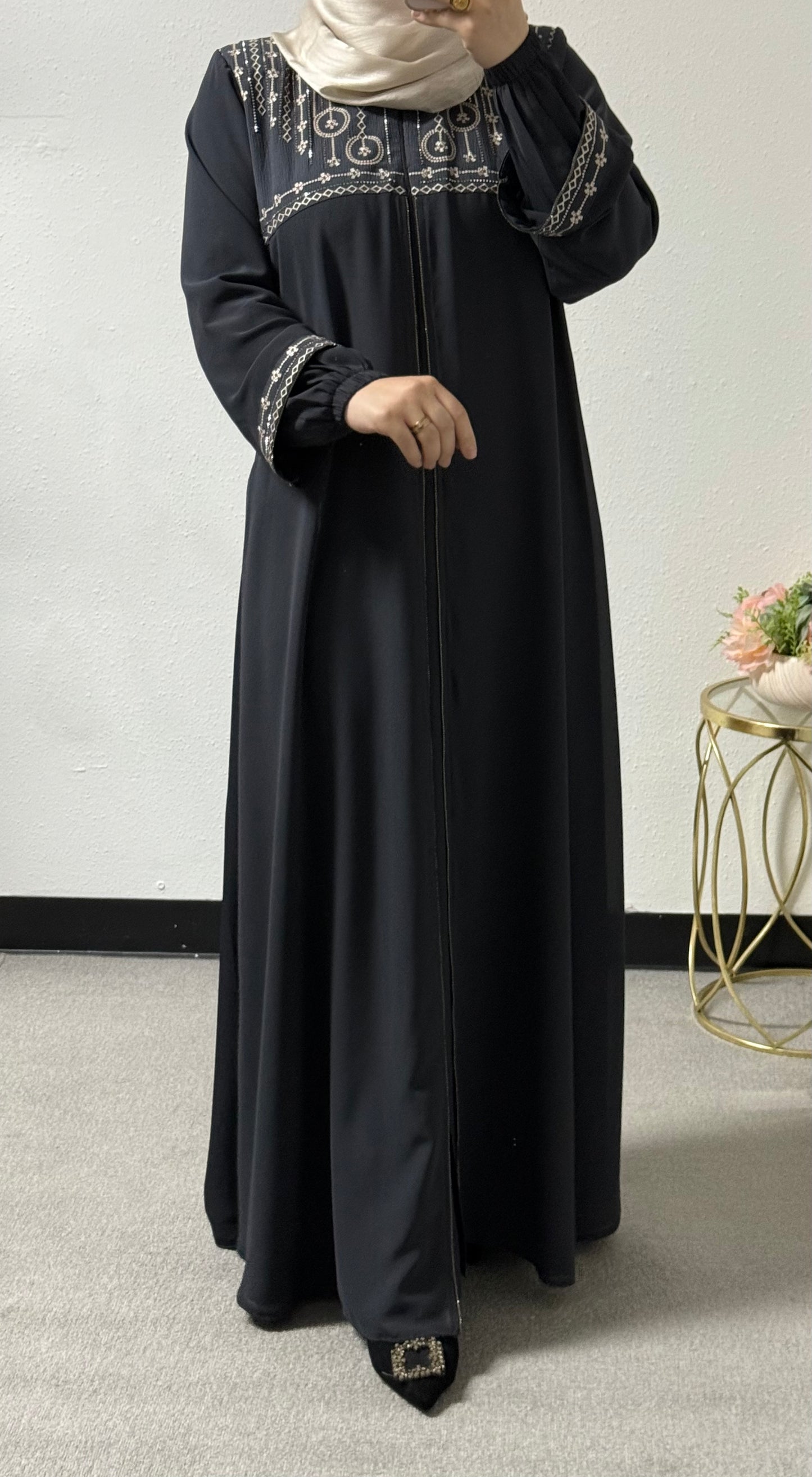 Embroidered plus size abaya