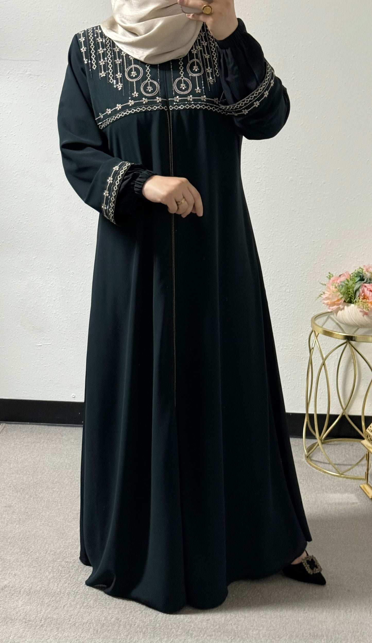 Embroidered plus size abaya