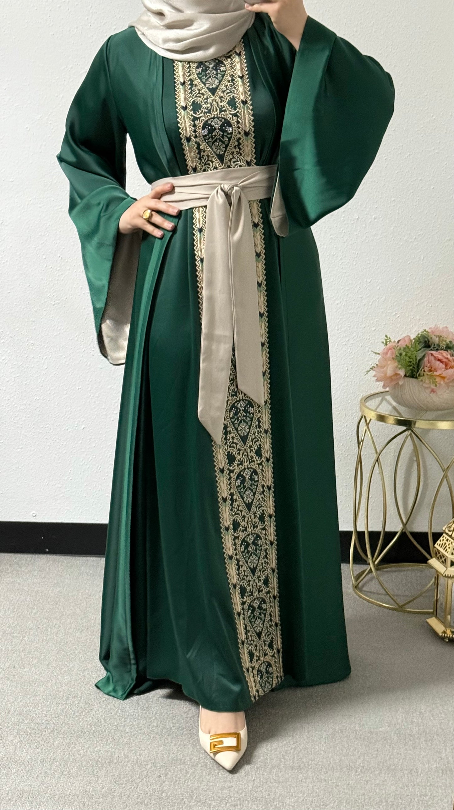 Two piece embroidered abaya