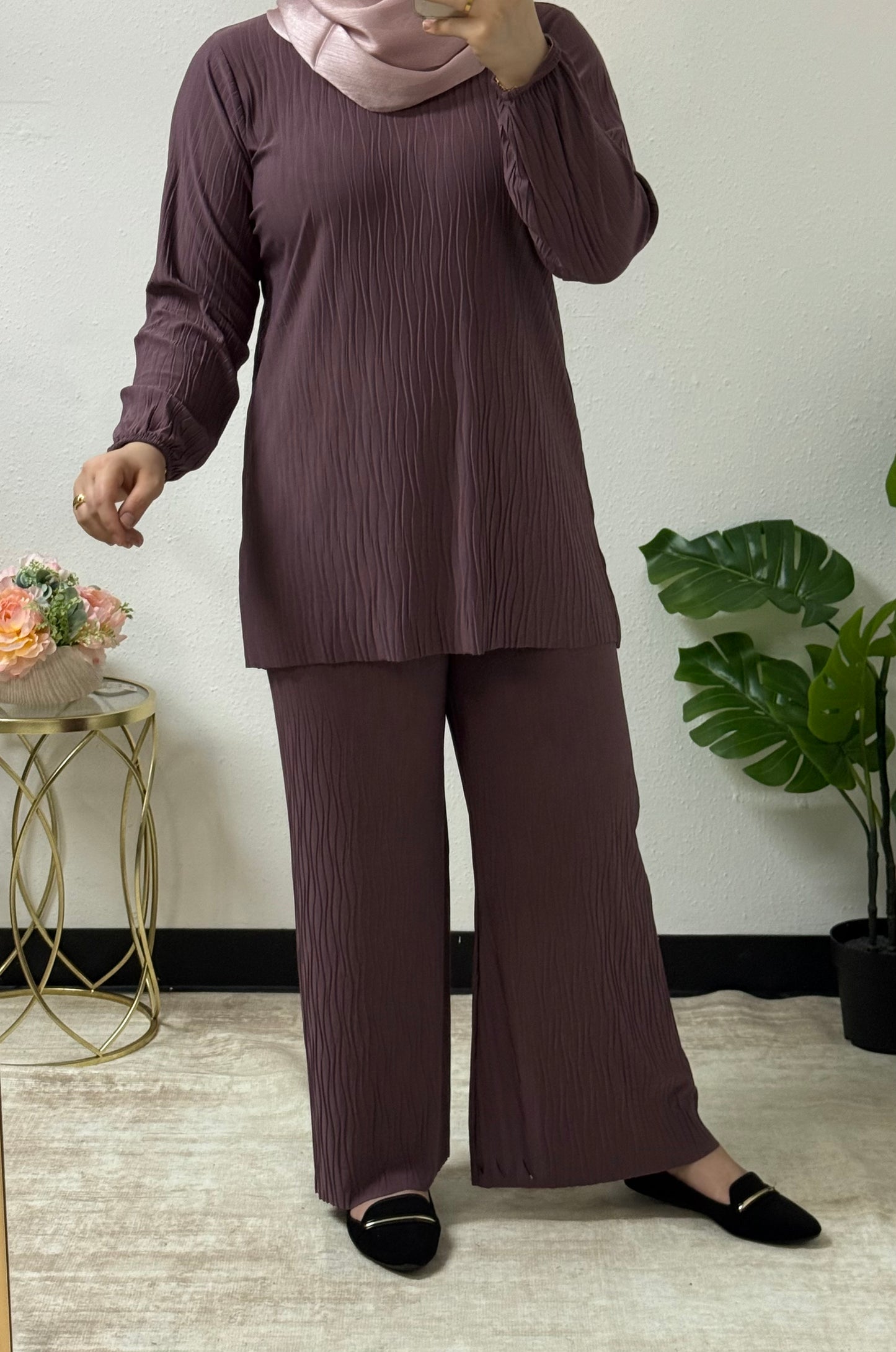 Crinkle Pleated Lycra set