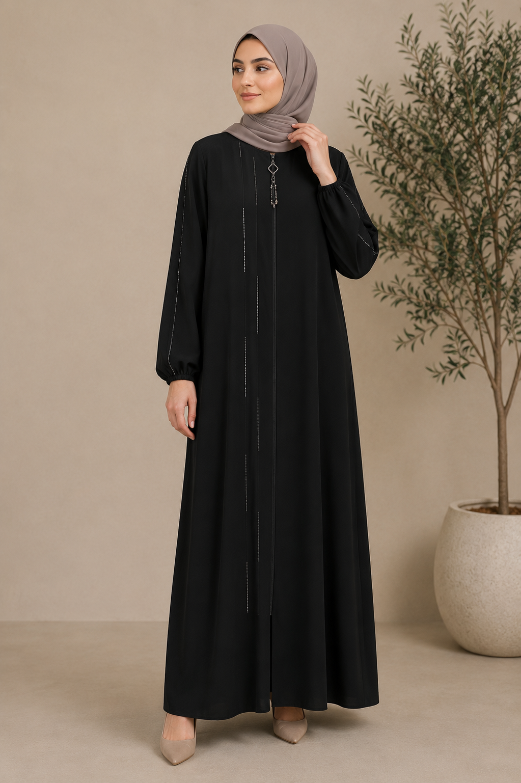 Simple Beaded Abaya