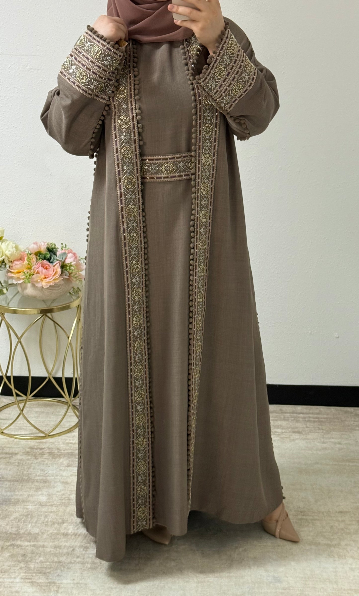 Festive Eid Embroidered Abaya Set