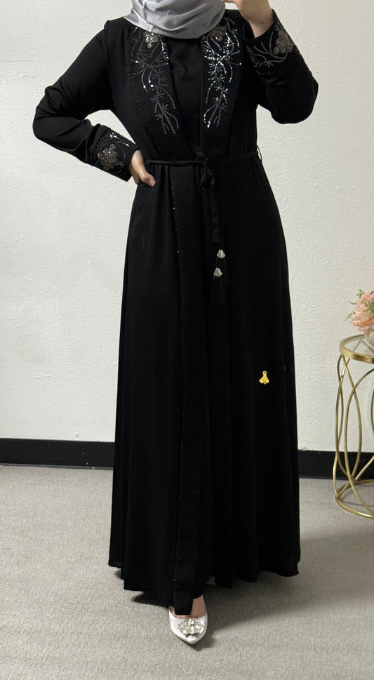 2-piece intricate beads abaya set