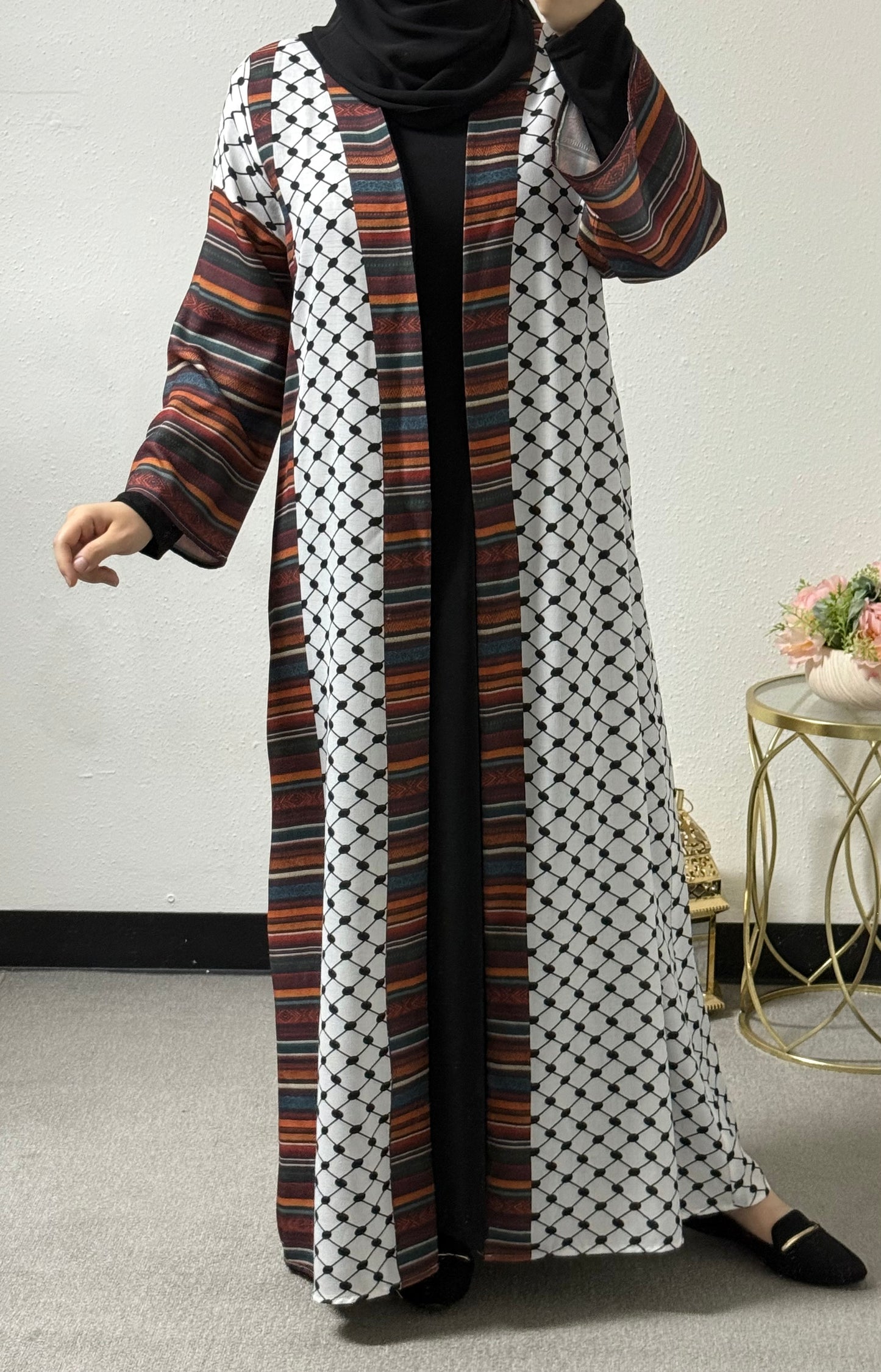 2 pcs printed abaya set
