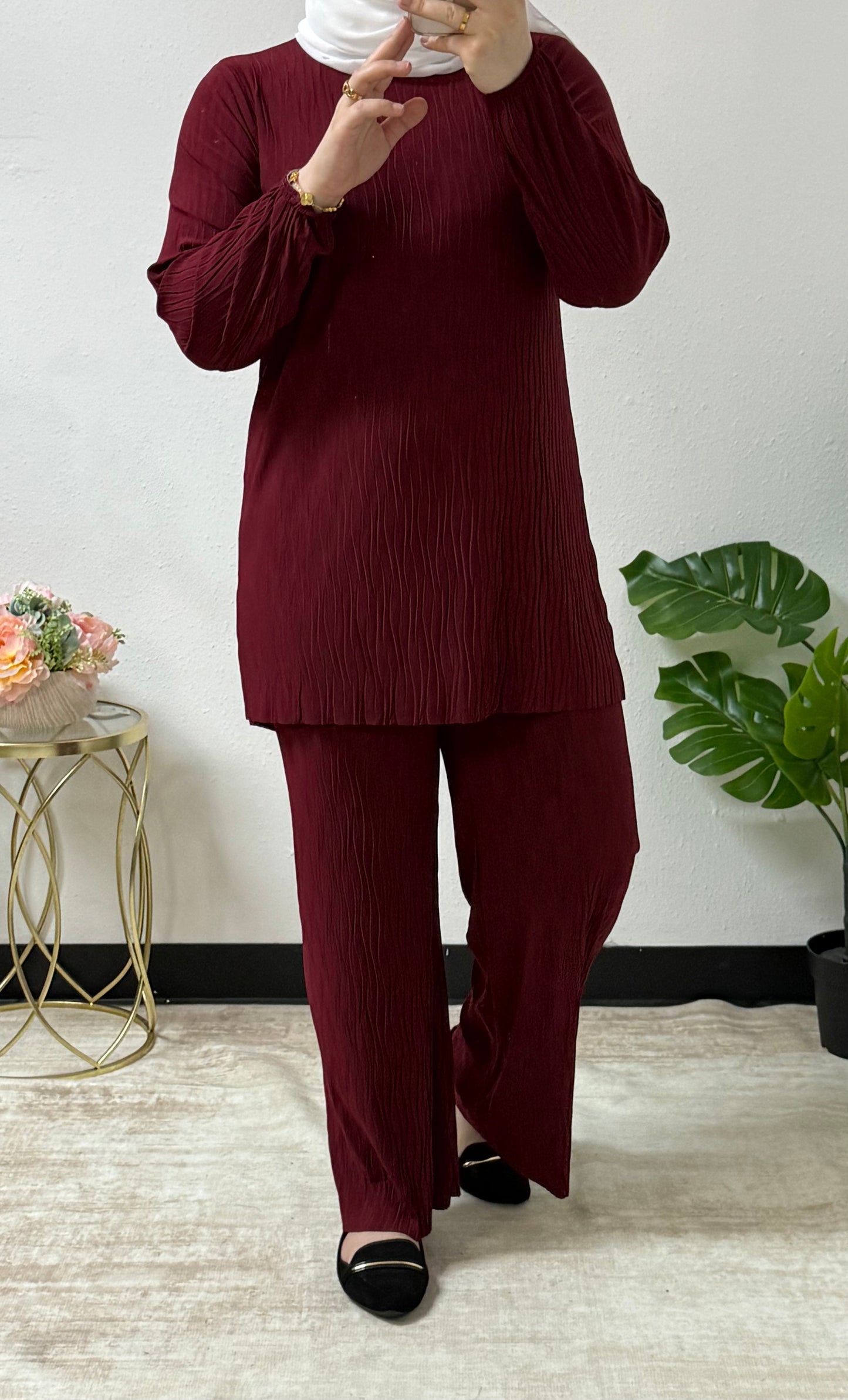Crinkle Pleated Lycra set