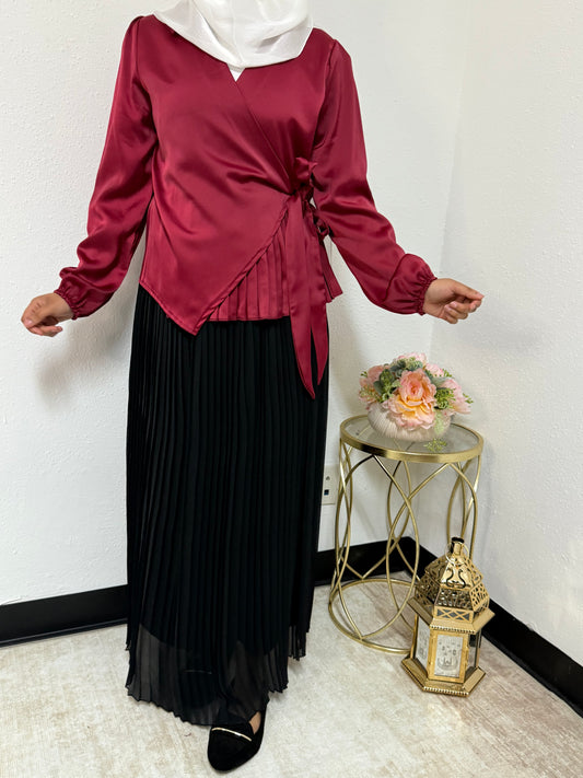 Side Pleated Silk Shirt