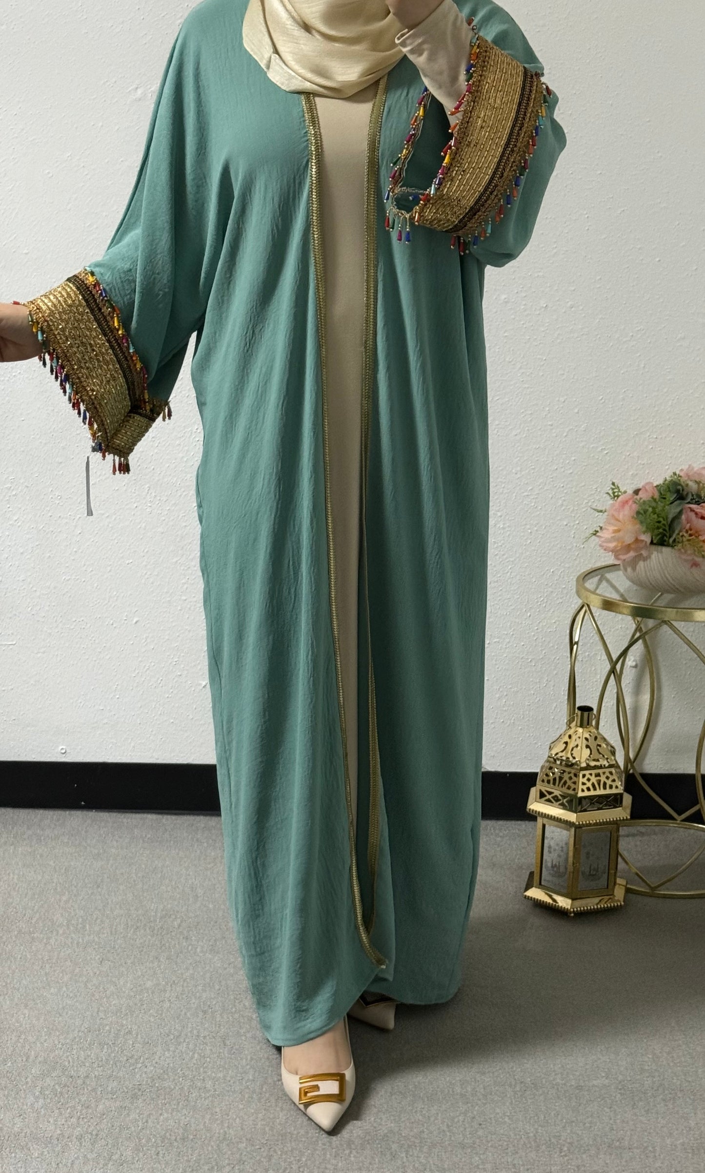 Ramadan colorful tassel abaya