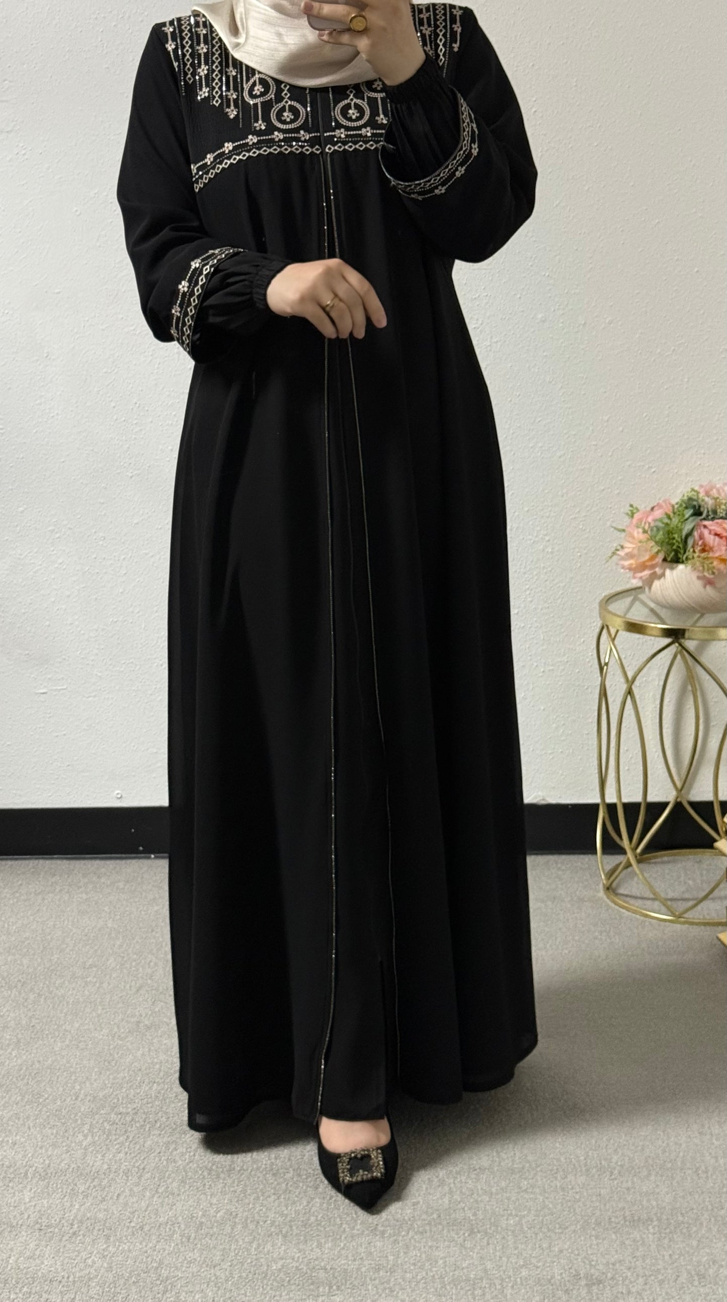 Embroidered plus size abaya