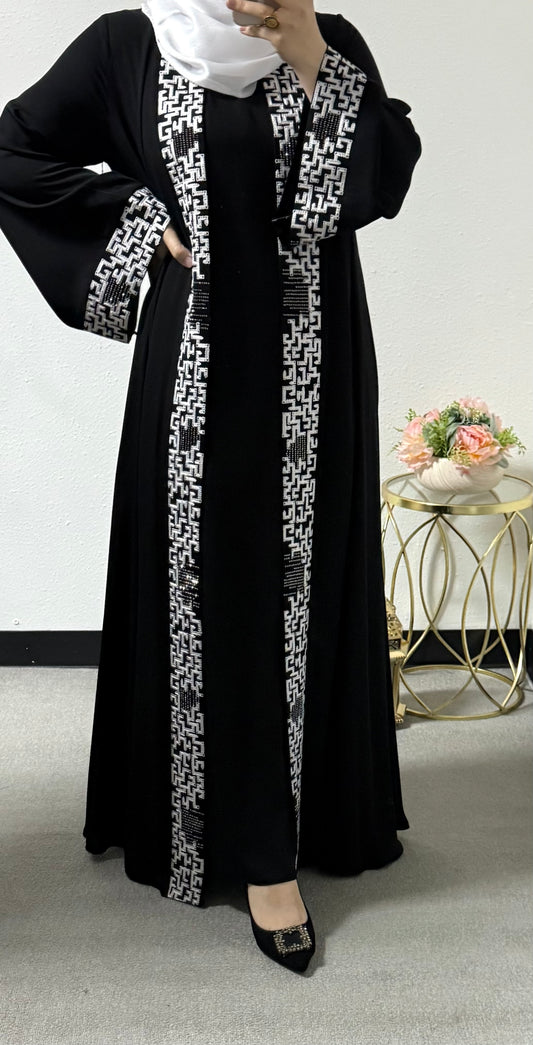 Two piece embroidery abaya set