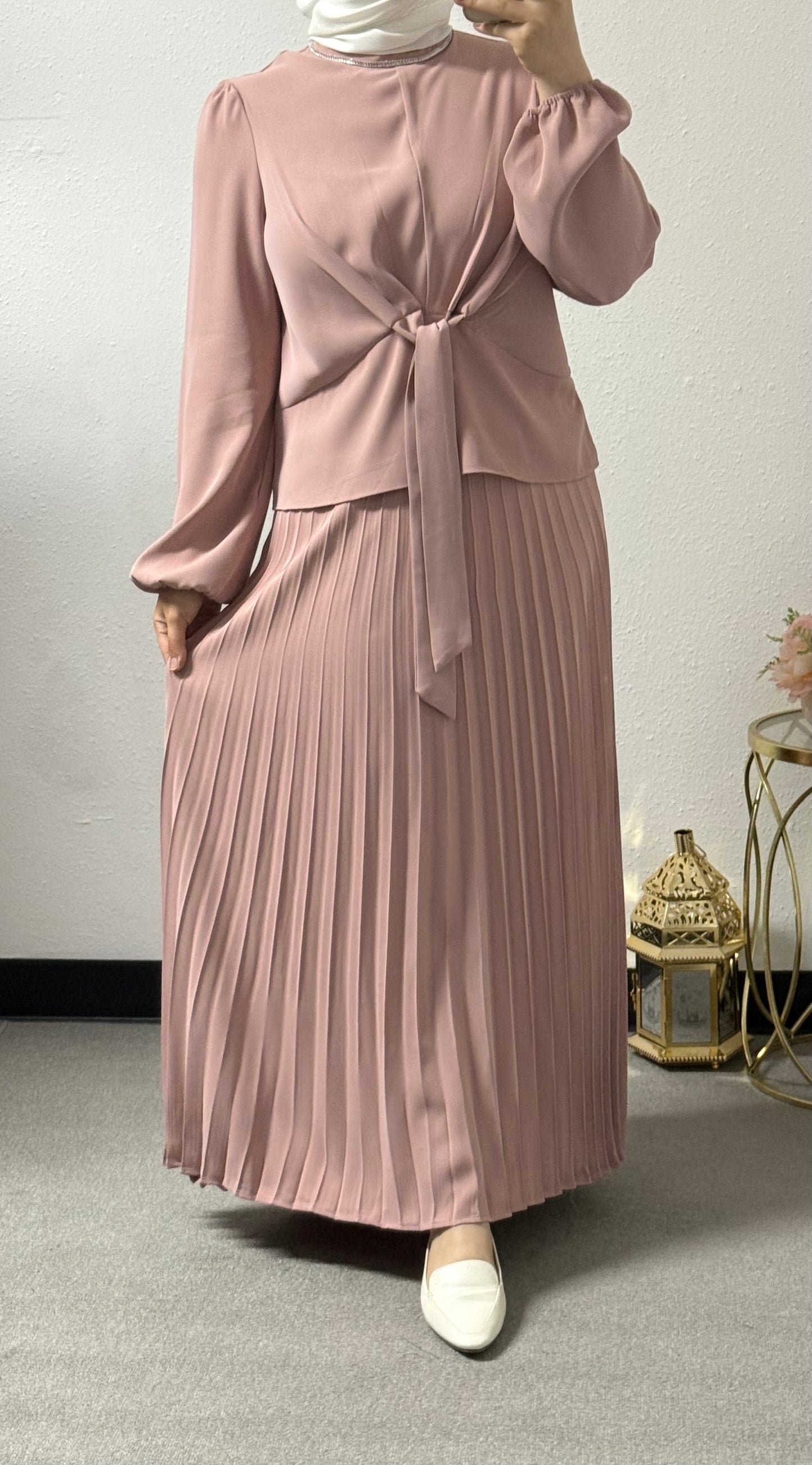 Two-Piece Pleated Skirt Set