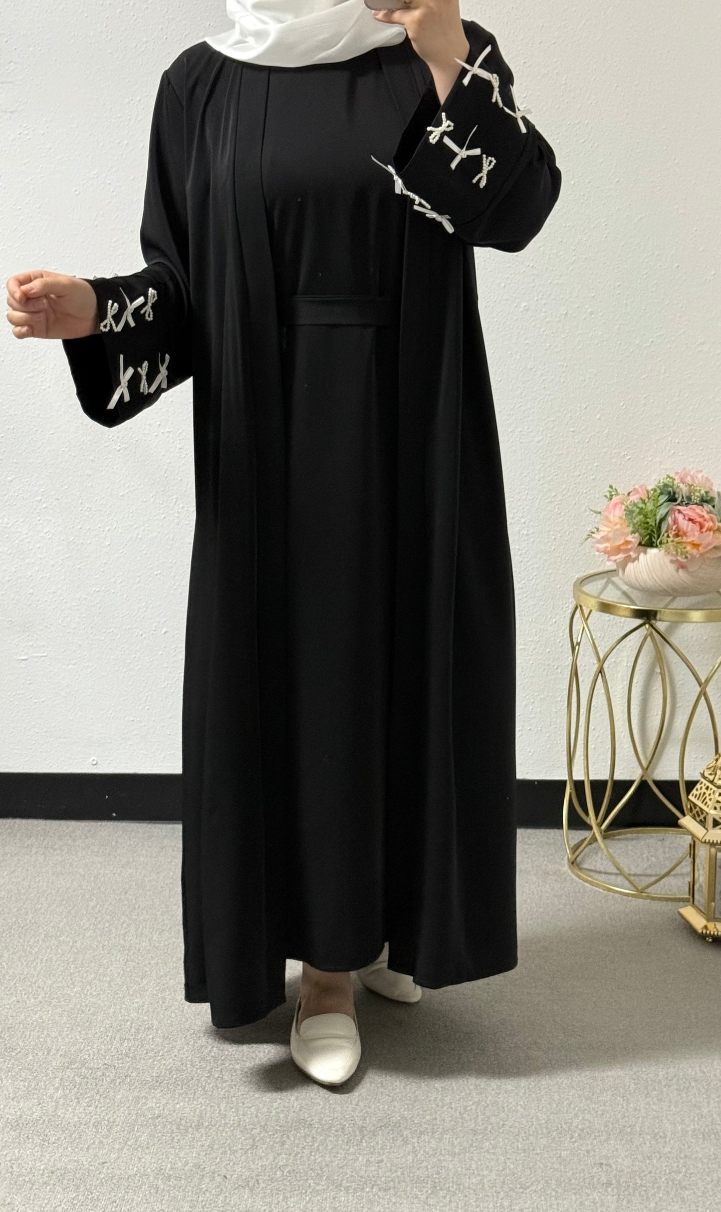 Two piece bow abaya