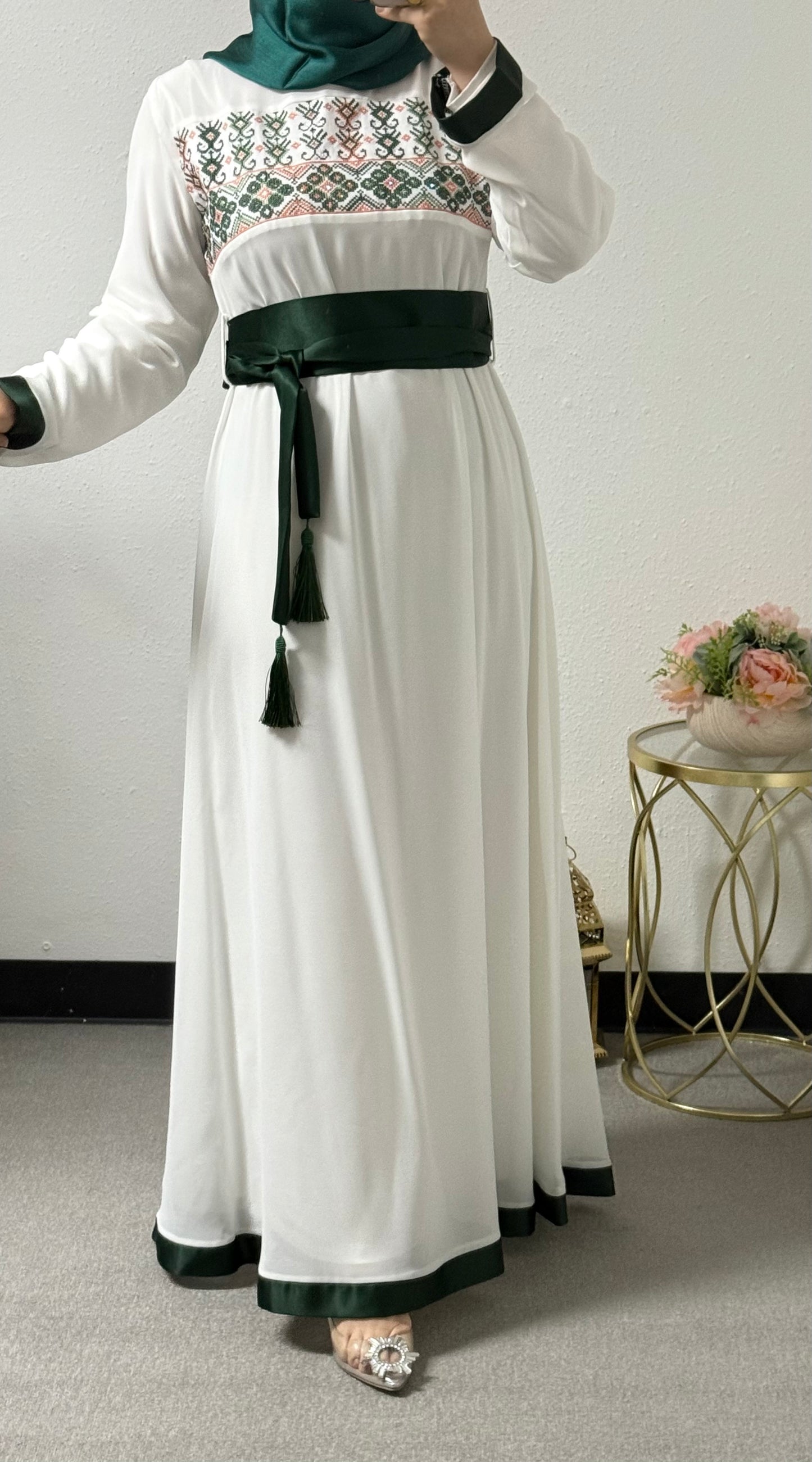 Embroidered chiffon dress