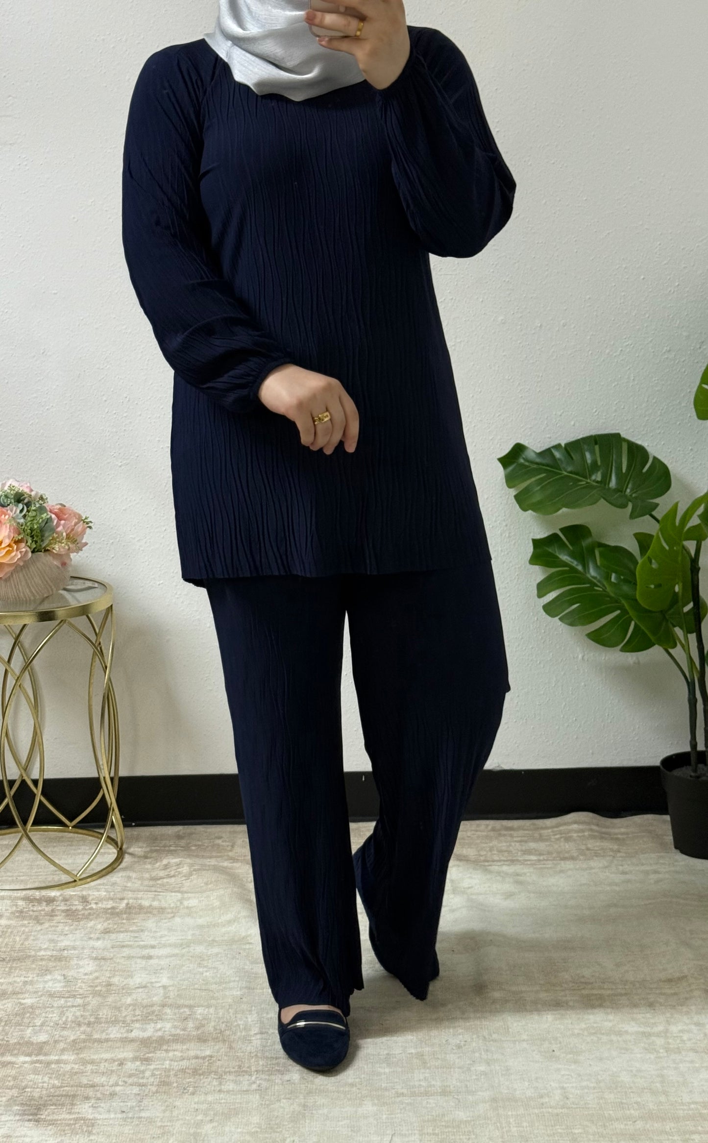 Crinkle Pleated Lycra set