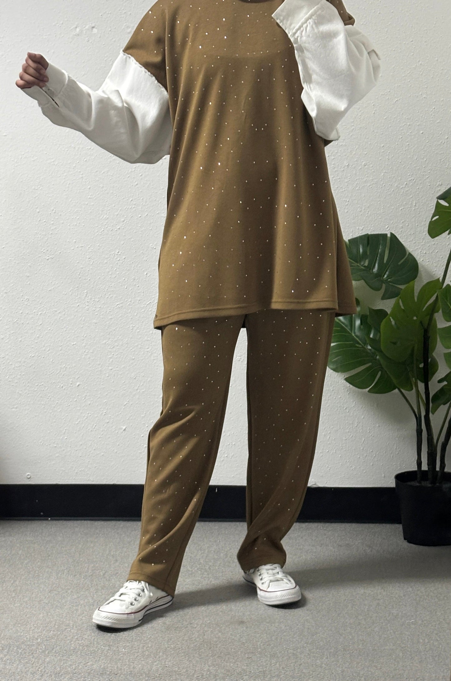 Two-piece cotton tracksuit set