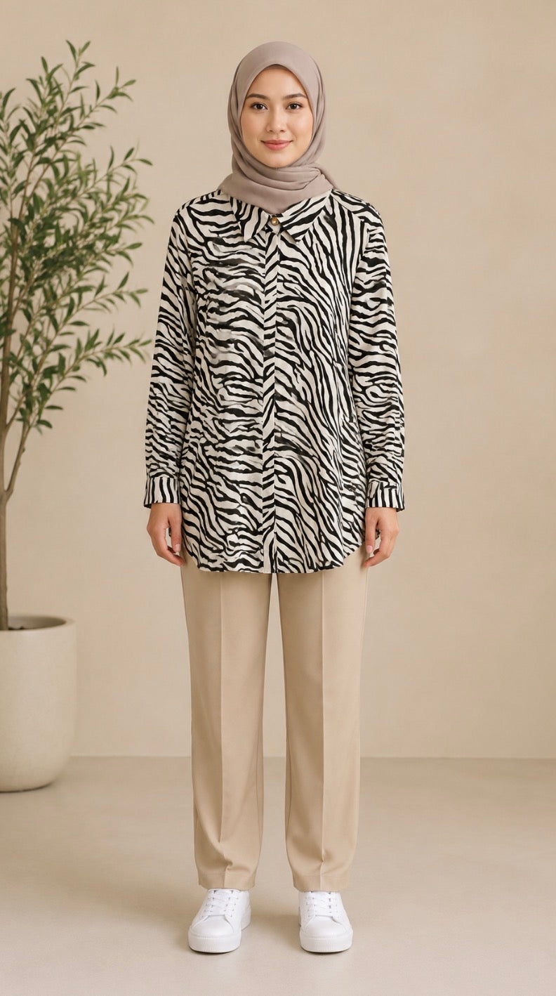 Printed Zebra Shirt