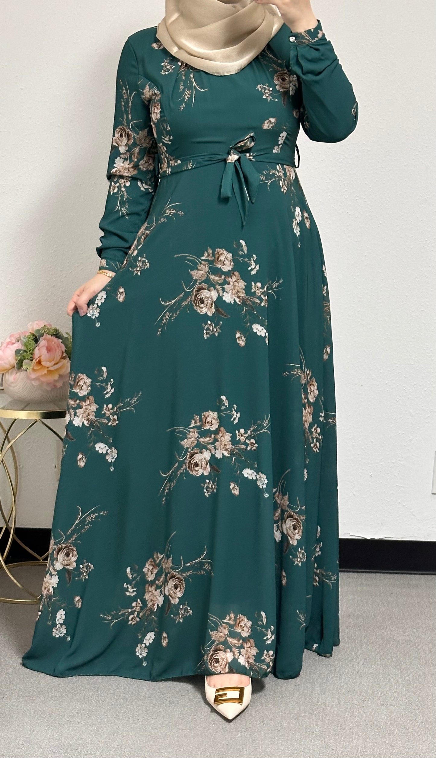 floral dress with a belt