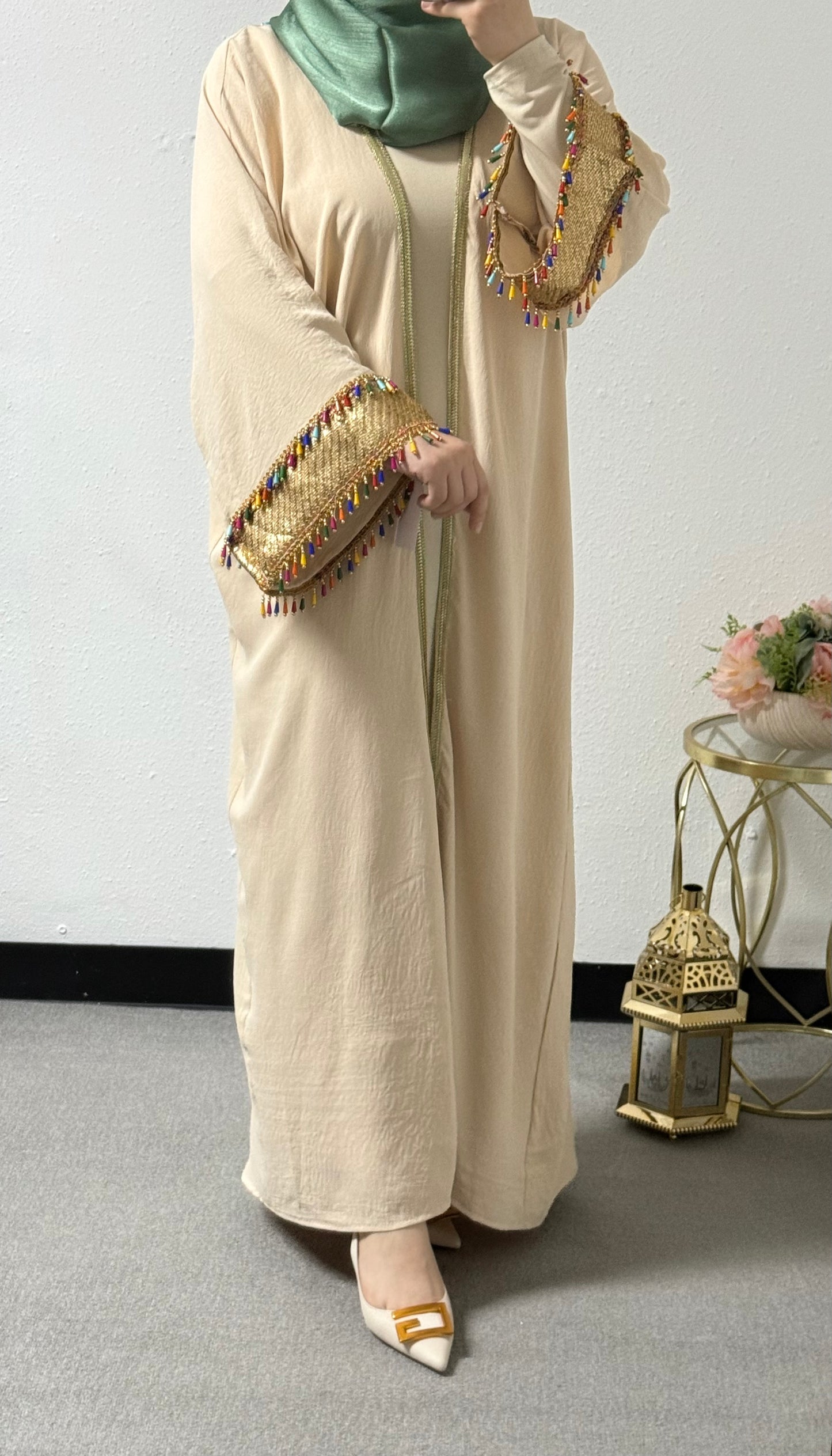 Ramadan colorful tassel abaya