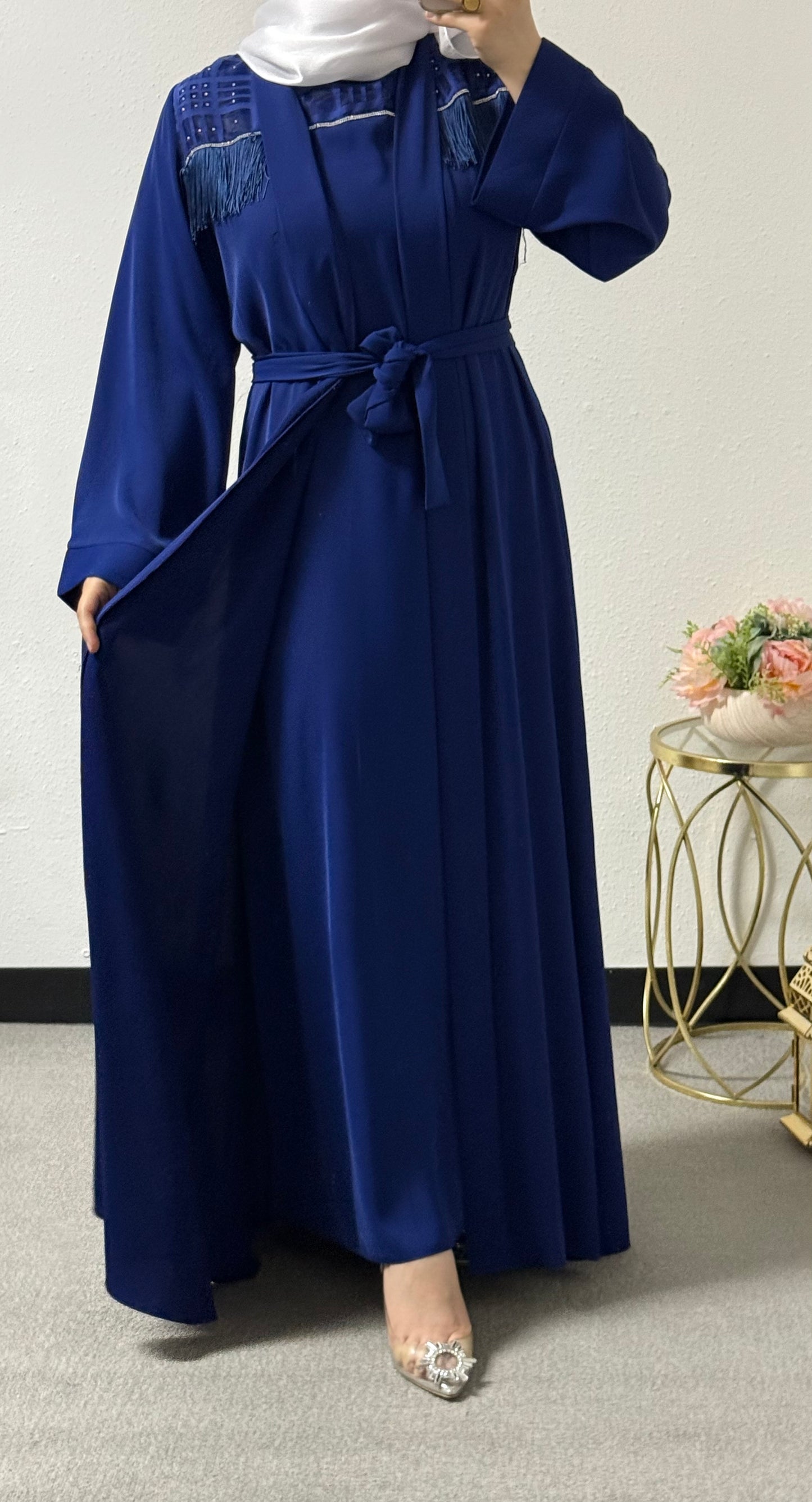 Two-piece beaded abaya set