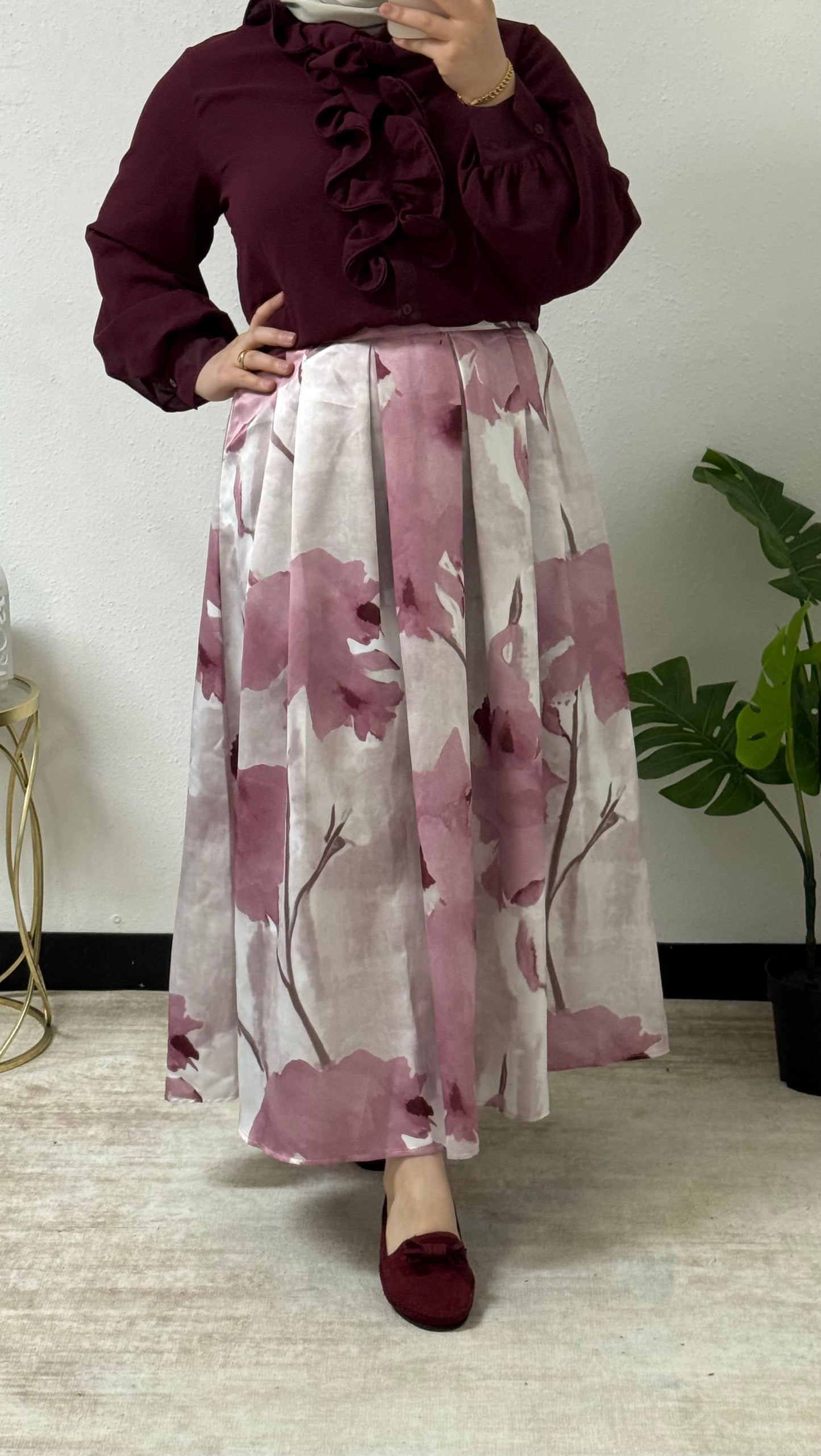 Floral Silk Skirt Set